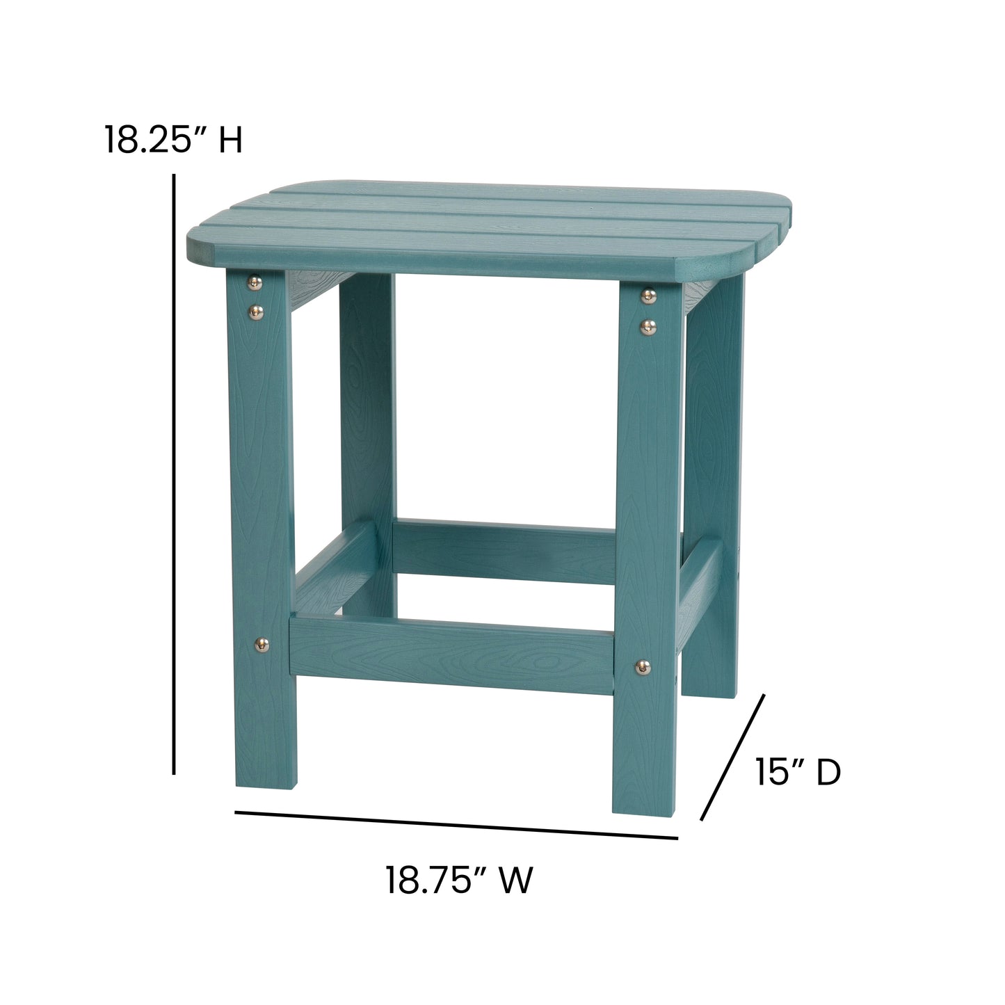 Charlestown All-Weather Poly Resin Wood Commercial Grade Adirondack Side Table in Teal Teal