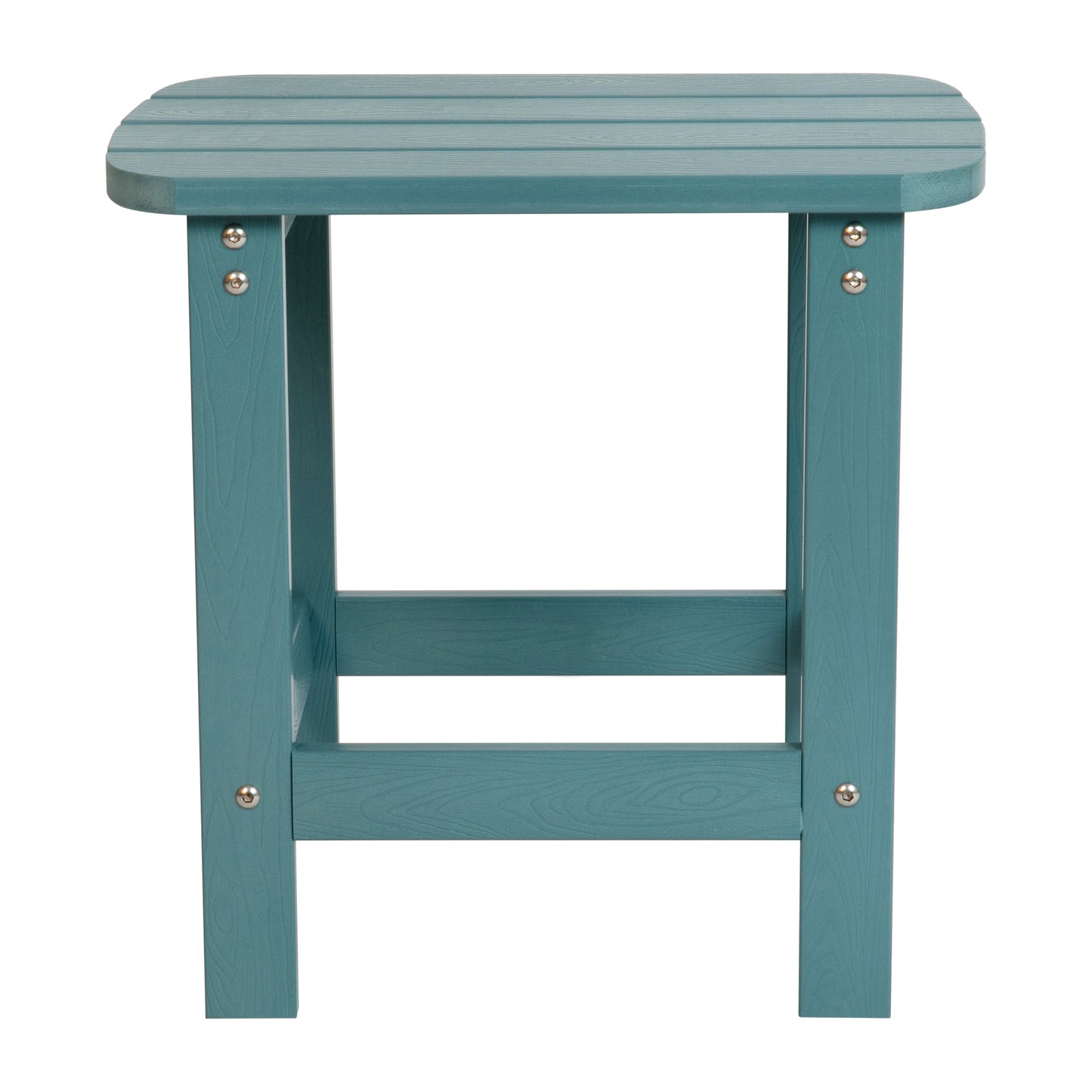 Charlestown All-Weather Poly Resin Wood Commercial Grade Adirondack Side Table in Teal Teal