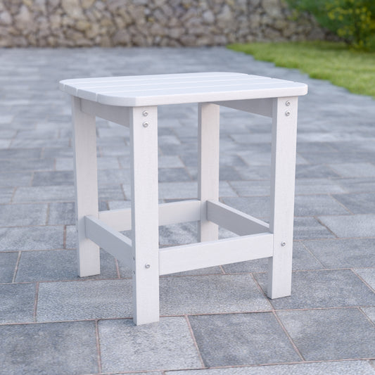 Charlestown All-Weather Poly Resin Wood Commercial Grade Adirondack Side Table in White White