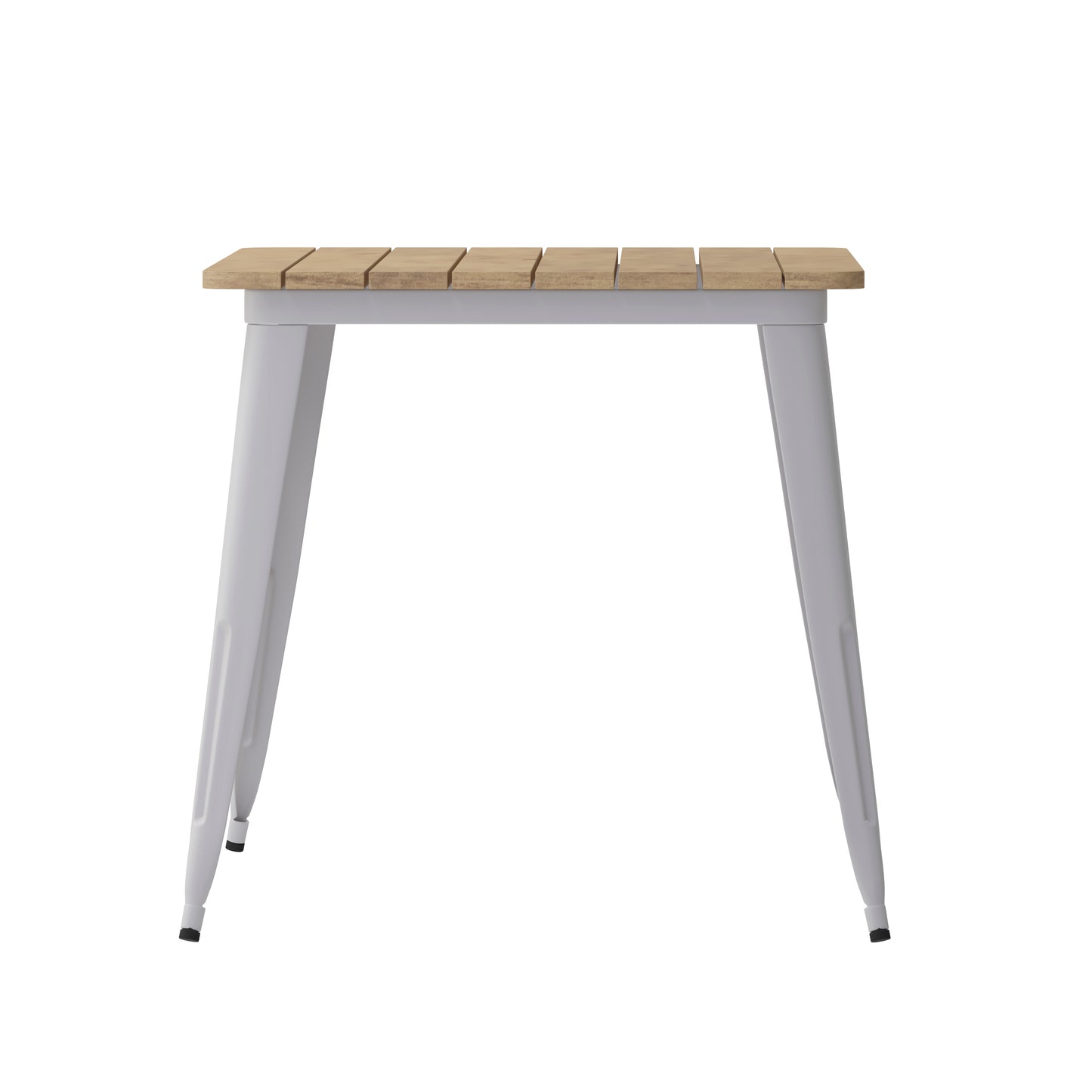 Declan Commercial Indoor/Outdoor Dining Table with Umbrella Hole, 30" x 60" All Weather Brown Poly Resin Top and Silver Steel Base Brown Top/Silver Frame JJ-T146120-BRSL-GG