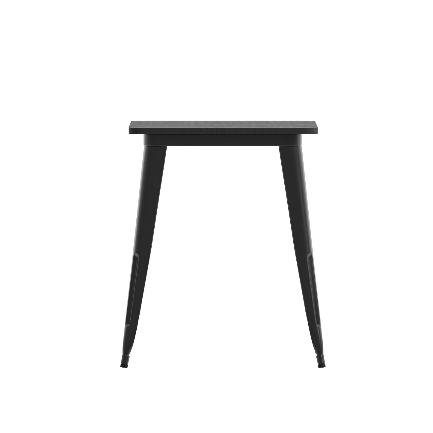 Declan Commercial Grade Indoor/Outdoor Dining Table, 23.75" Square All Weather Black Poly Resin Top with Black Steel Base Black Top/Black Frame