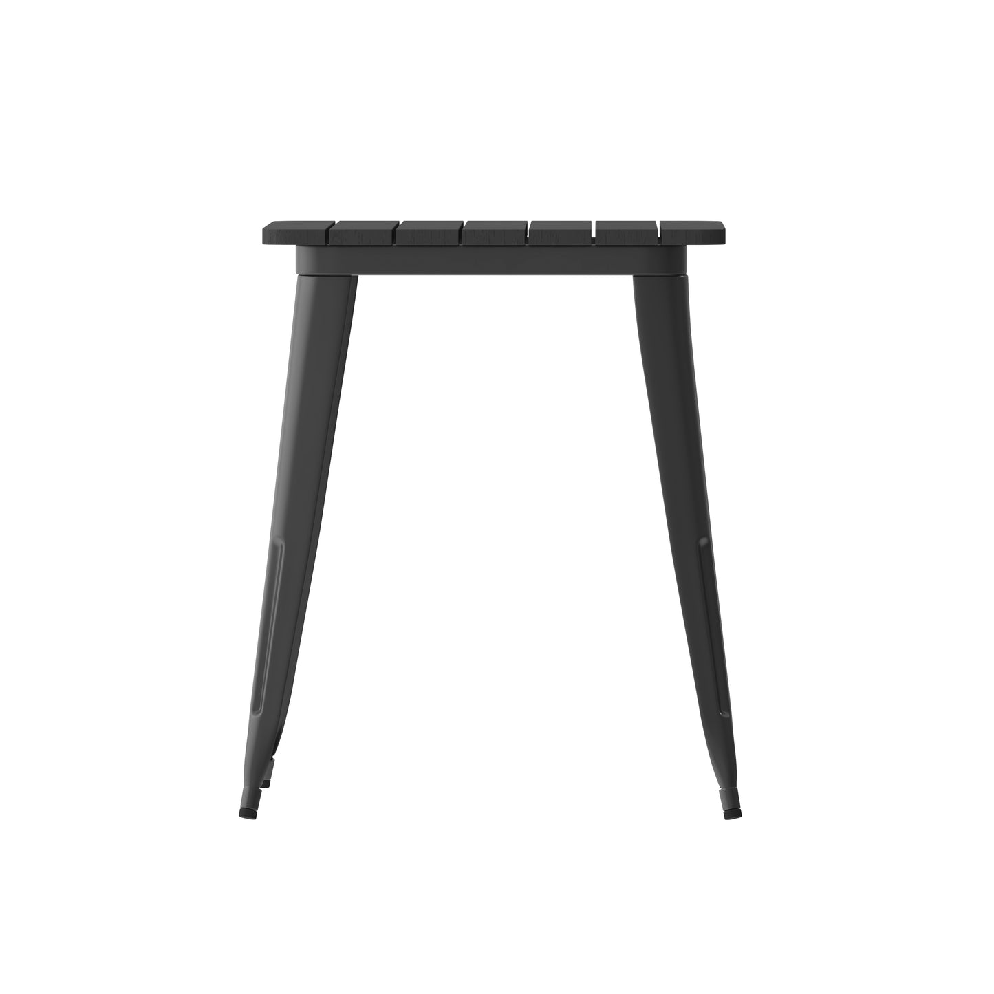 Declan Commercial Grade Indoor/Outdoor Dining Table, 23.75" Square All Weather Black Poly Resin Top with Black Steel Base Black Top/Black Frame