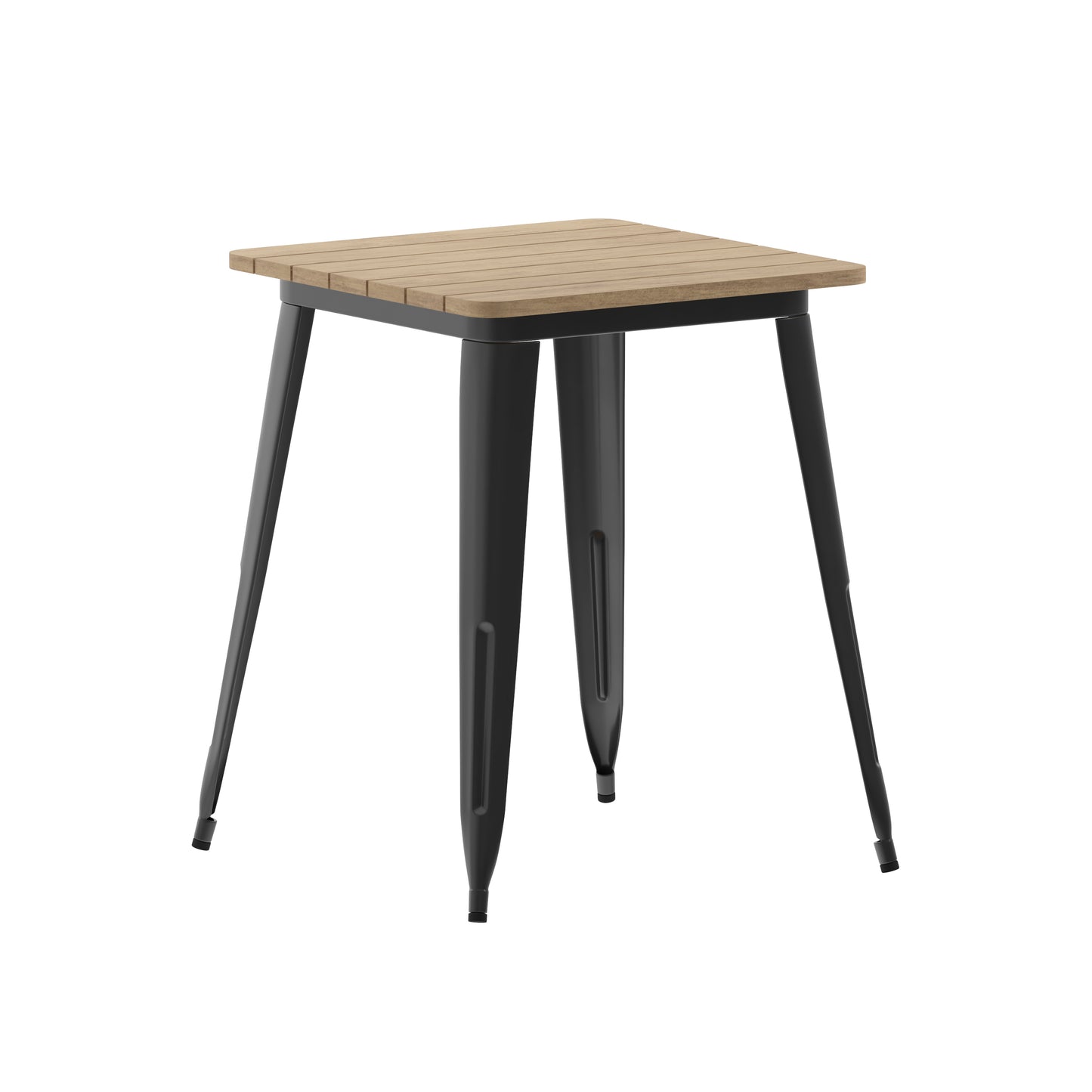 Declan Commercial Grade Indoor/Outdoor Dining Table, 23.75" Square All Weather Brown Poly Resin Top with Black Steel Base Brown Top/Black Frame