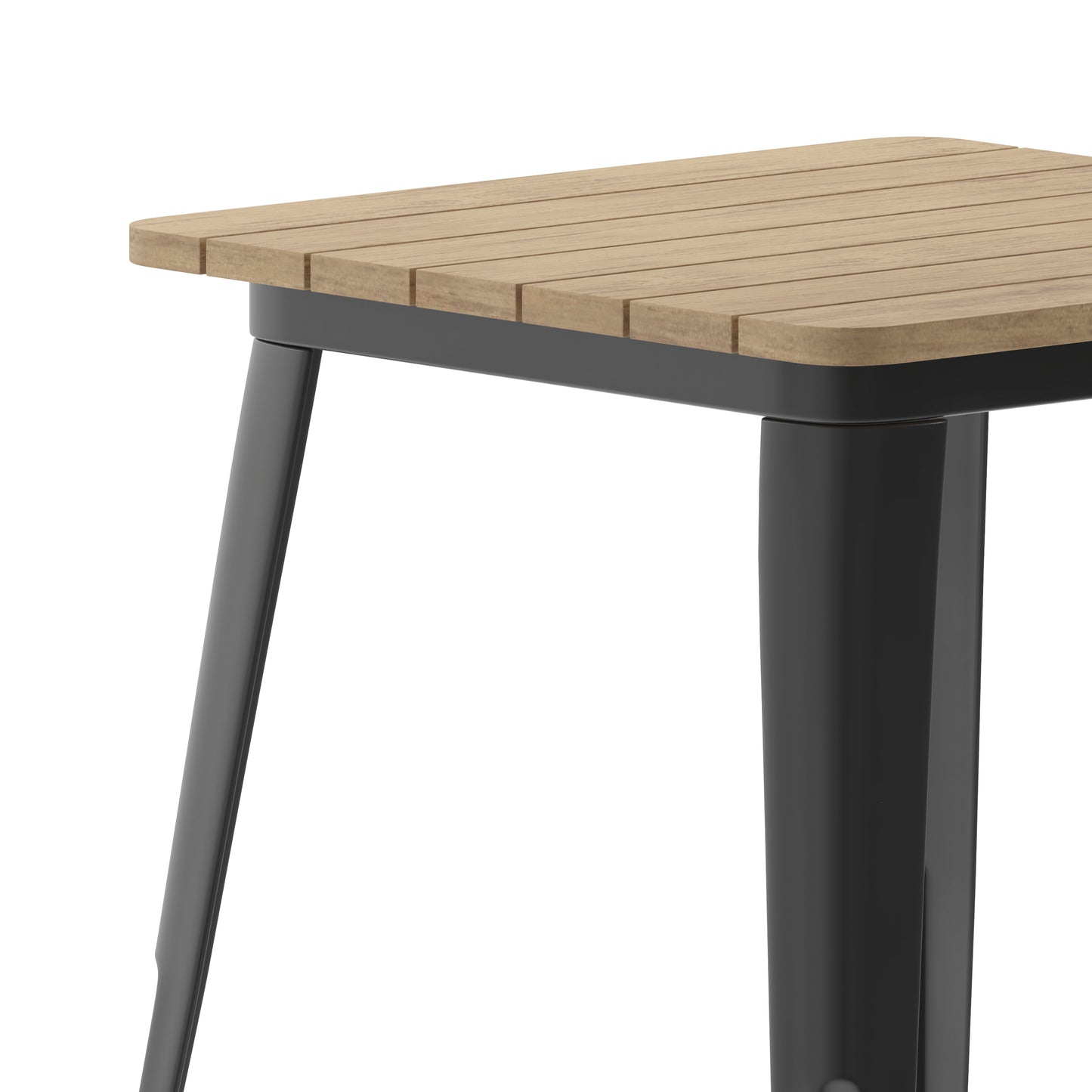 Declan Commercial Grade Indoor/Outdoor Dining Table, 23.75" Square All Weather Brown Poly Resin Top with Black Steel Base Brown Top/Black Frame
