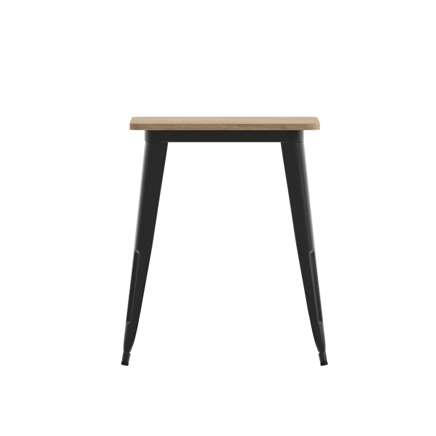 Declan Commercial Grade Indoor/Outdoor Dining Table, 23.75" Square All Weather Brown Poly Resin Top with Black Steel Base Brown Top/Black Frame