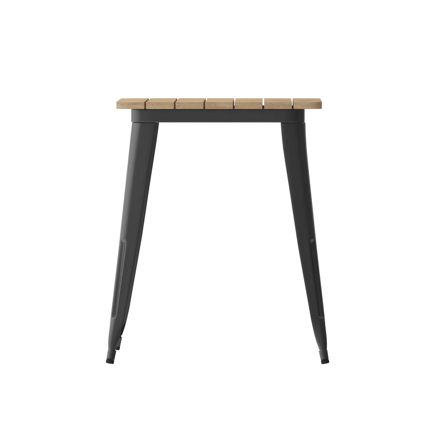 Declan Commercial Grade Indoor/Outdoor Dining Table, 23.75" Square All Weather Brown Poly Resin Top with Black Steel Base Brown Top/Black Frame