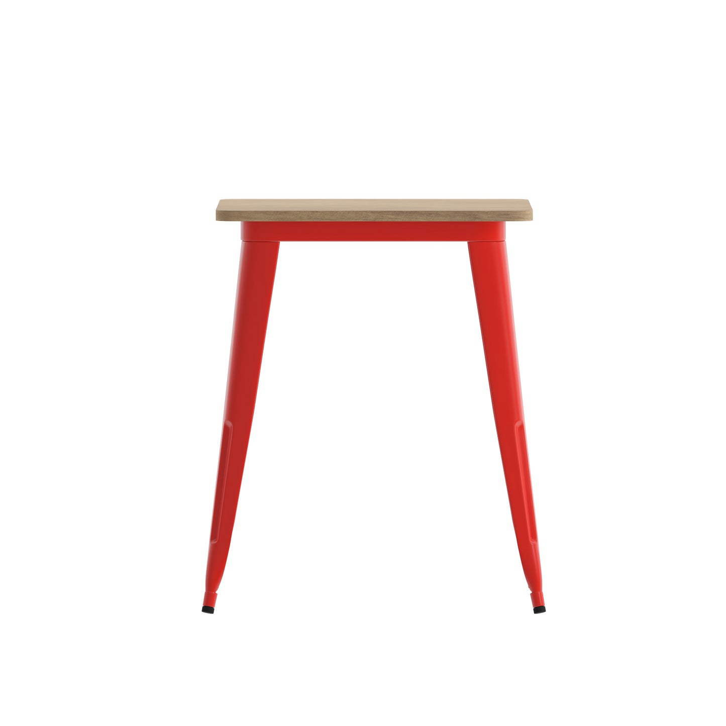 Declan Commercial Grade Indoor/Outdoor Dining Table, 23.75" Square All Weather Brown Poly Resin Top with Red Steel Base Brown Top/Red Frame