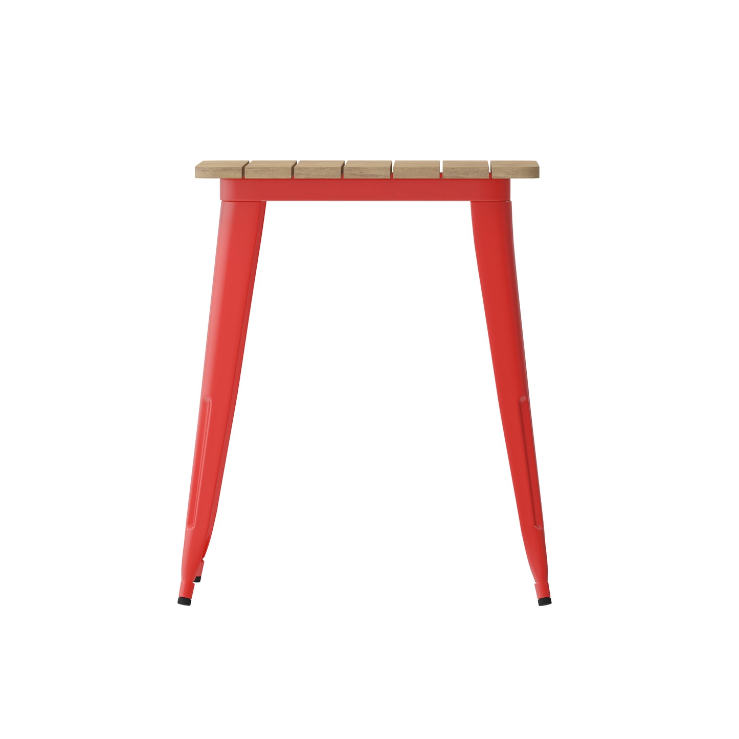 Declan Commercial Grade Indoor/Outdoor Dining Table, 23.75" Square All Weather Brown Poly Resin Top with Red Steel Base Brown Top/Red Frame