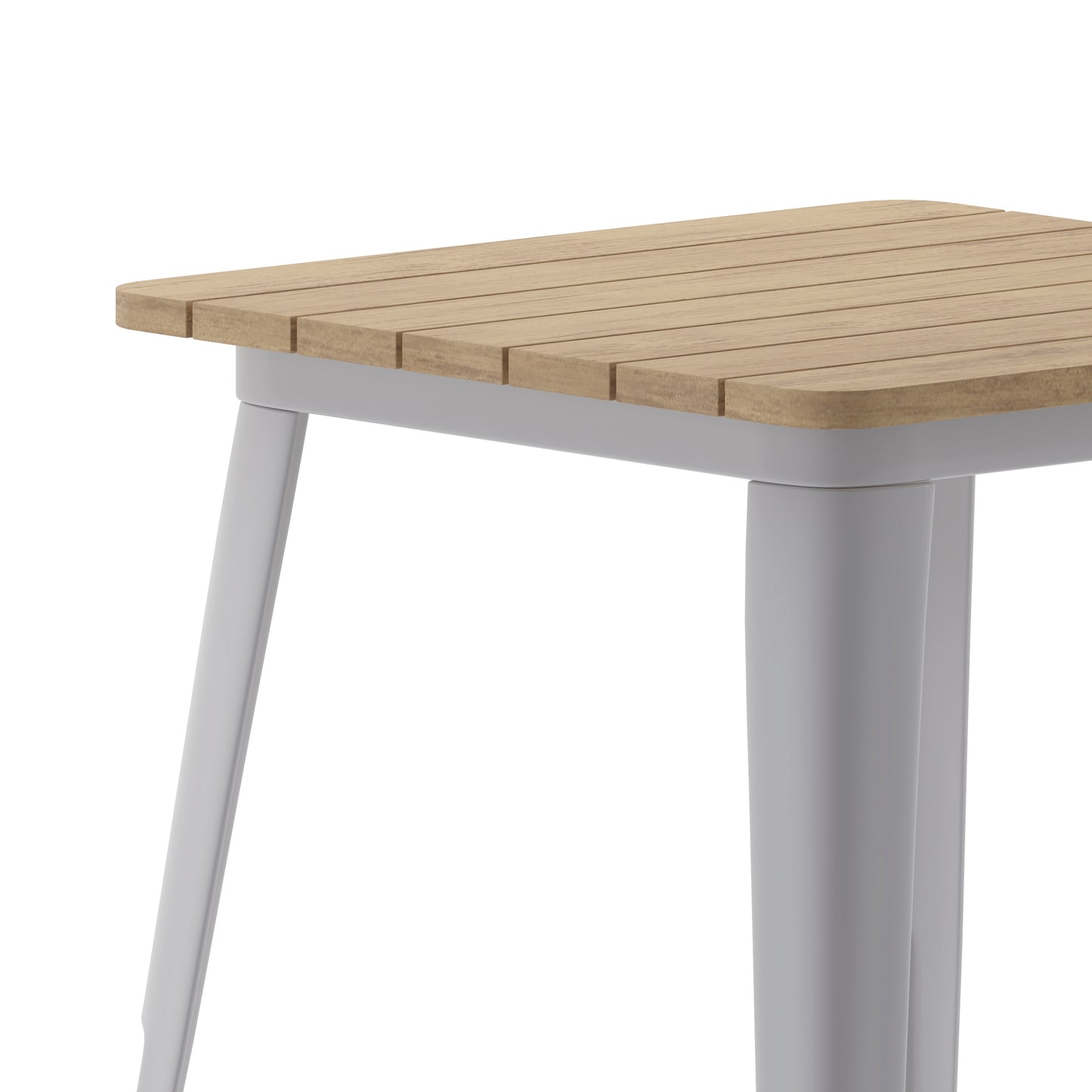 Declan Commercial Grade Indoor/Outdoor Dining Table, 23.75" Square All Weather Brown Poly Resin Top with Silver Steel Base Brown Top/Silver Frame