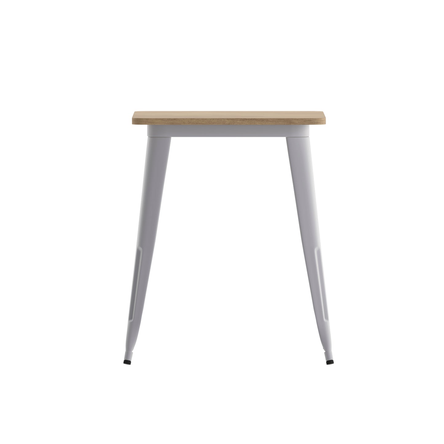 Declan Commercial Grade Indoor/Outdoor Dining Table, 23.75" Square All Weather Brown Poly Resin Top with Silver Steel Base Brown Top/Silver Frame