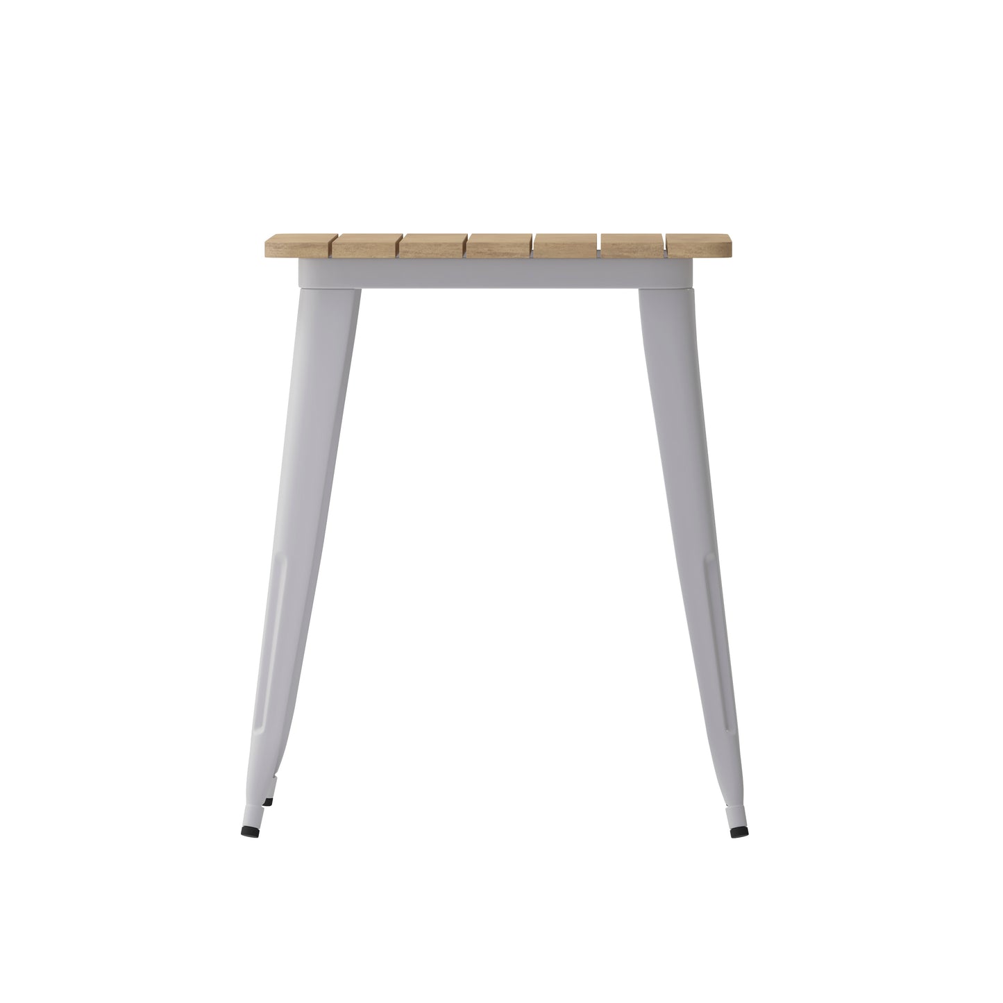 Declan Commercial Grade Indoor/Outdoor Dining Table, 23.75" Square All Weather Brown Poly Resin Top with Silver Steel Base Brown Top/Silver Frame