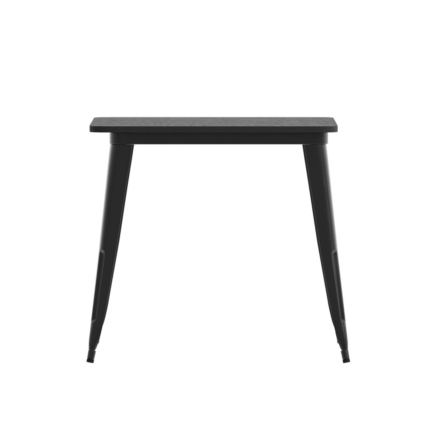 Declan Commercial Grade Indoor/Outdoor Dining Table, 31.5" Square All Weather Black Poly Resin Top with Black Steel Base Black Top/Black Frame