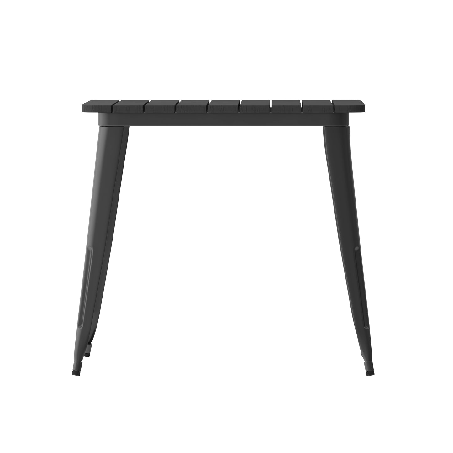 Declan Commercial Grade Indoor/Outdoor Dining Table, 31.5" Square All Weather Black Poly Resin Top with Black Steel Base Black Top/Black Frame