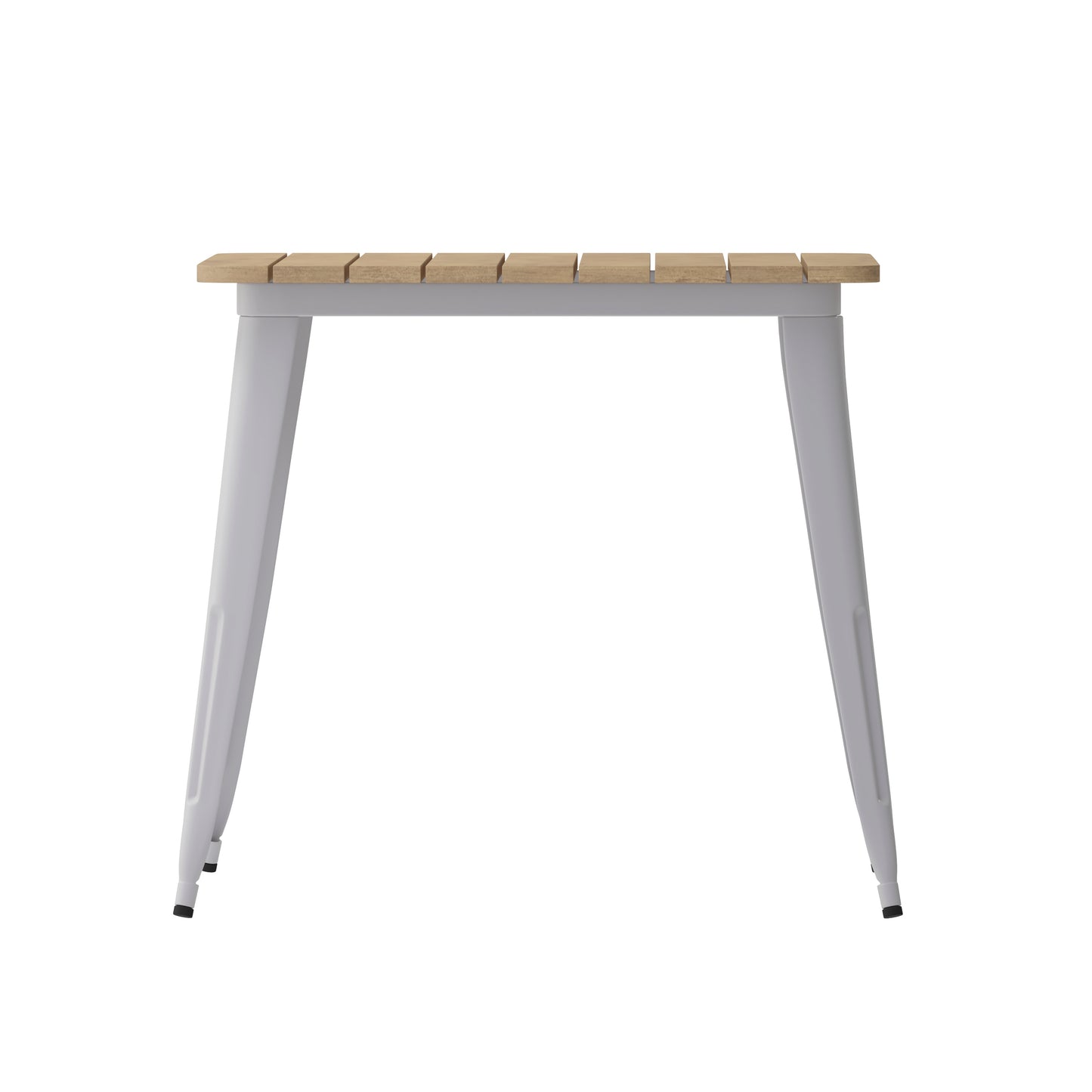 Declan Commercial Grade Indoor/Outdoor Dining Table, 31.5" Square All Weather Brown Poly Resin Top with Silver Steel Base Brown Top/Silver Frame JJ-T14619-80-BRSL-GG