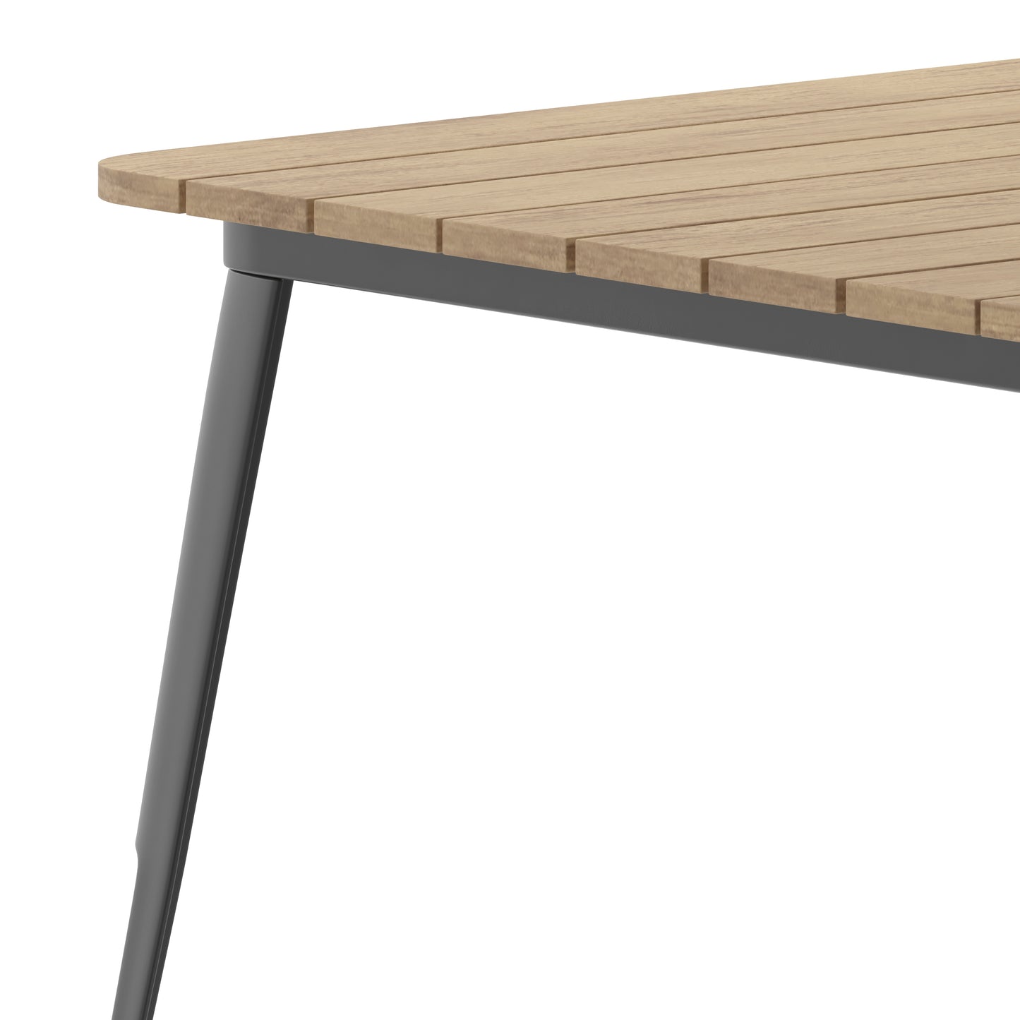 Declan Commercial Indoor/Outdoor Dining Table with Umbrella Hole, 36" Square All Weather Brown Poly Resin Top and Black Steel Base Brown Top/Black Frame