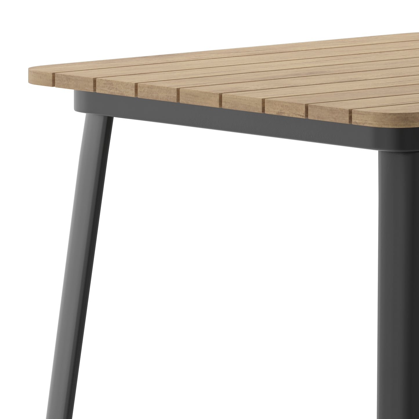 Declan Commercial Indoor/Outdoor Bar Top Table, 31.5" Square All Weather Brown Poly Resin Top with Black Steel base Brown Top/Black Frame