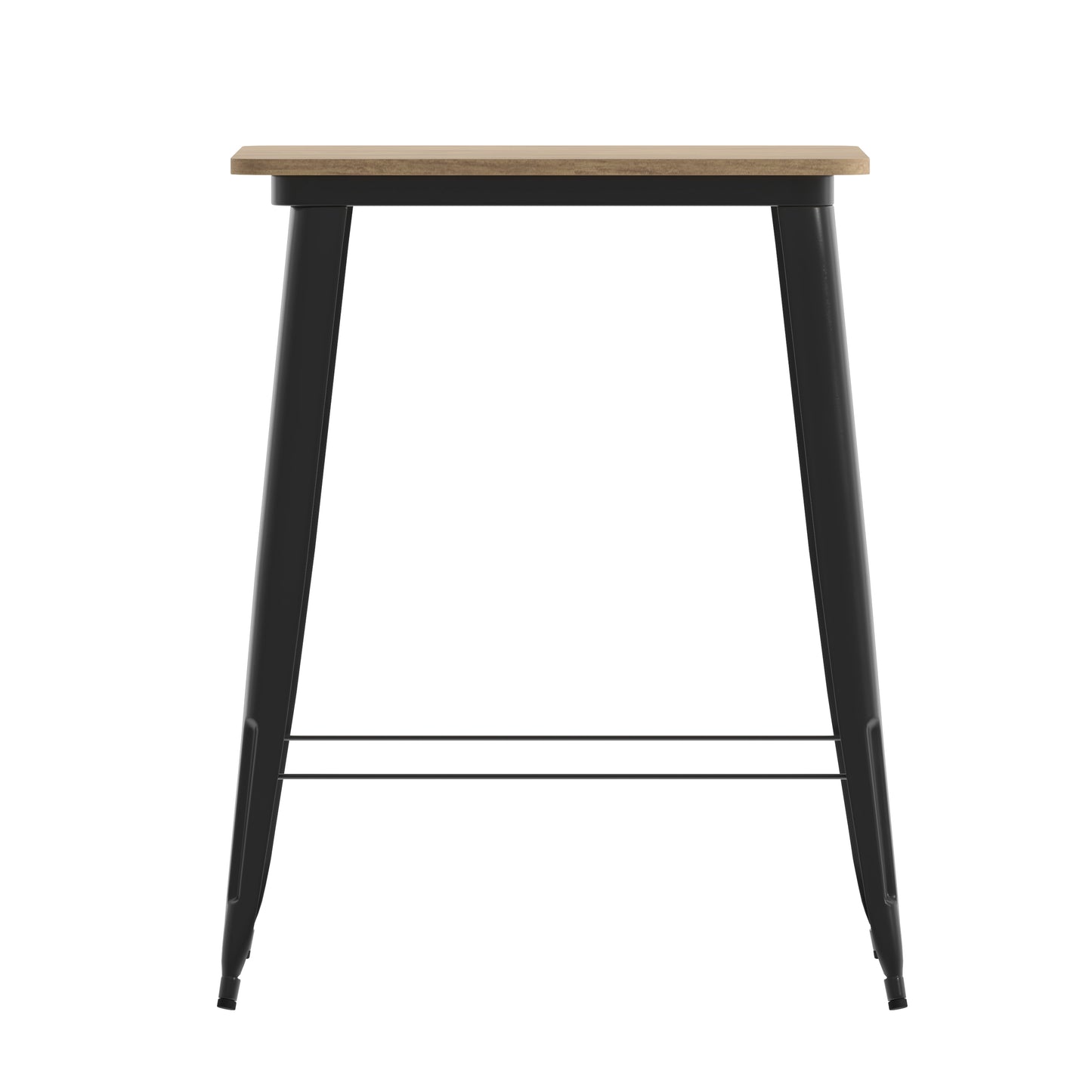 Declan Commercial Indoor/Outdoor Bar Top Table, 31.5" Square All Weather Brown Poly Resin Top with Black Steel base Brown Top/Black Frame
