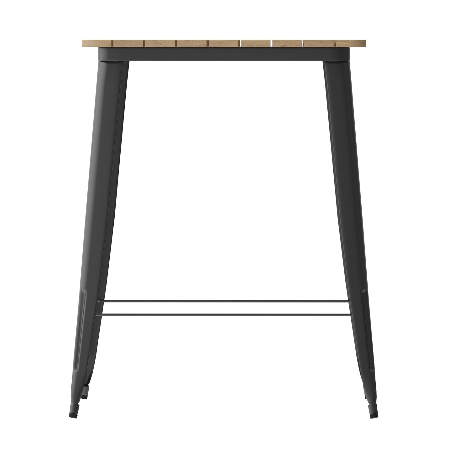 Declan Commercial Indoor/Outdoor Bar Top Table, 31.5" Square All Weather Brown Poly Resin Top with Black Steel base Brown Top/Black Frame