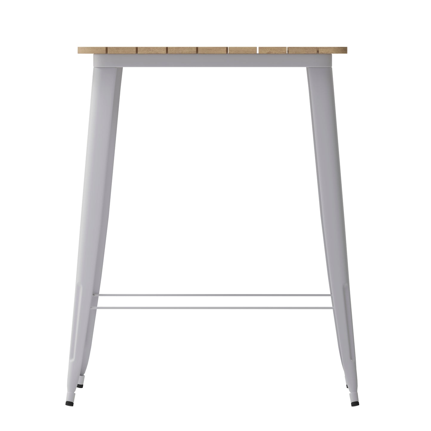Declan Commercial Indoor/Outdoor Bar Top Table, 31.5" Square All Weather Brown Poly Resin Top with Silver Steel base Brown Top/Silver Frame