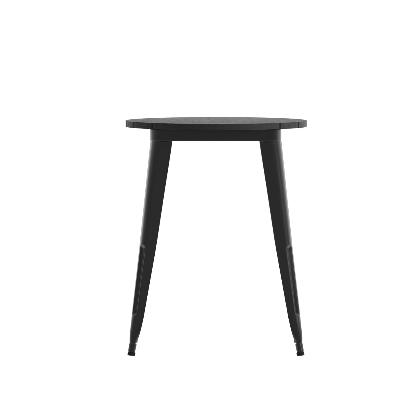 Declan Commercial Grade Indoor/Outdoor Dining Table, 23.75" Round All Weather Black Poly Resin Top with Black Steel Base Black Top/Black Frame
