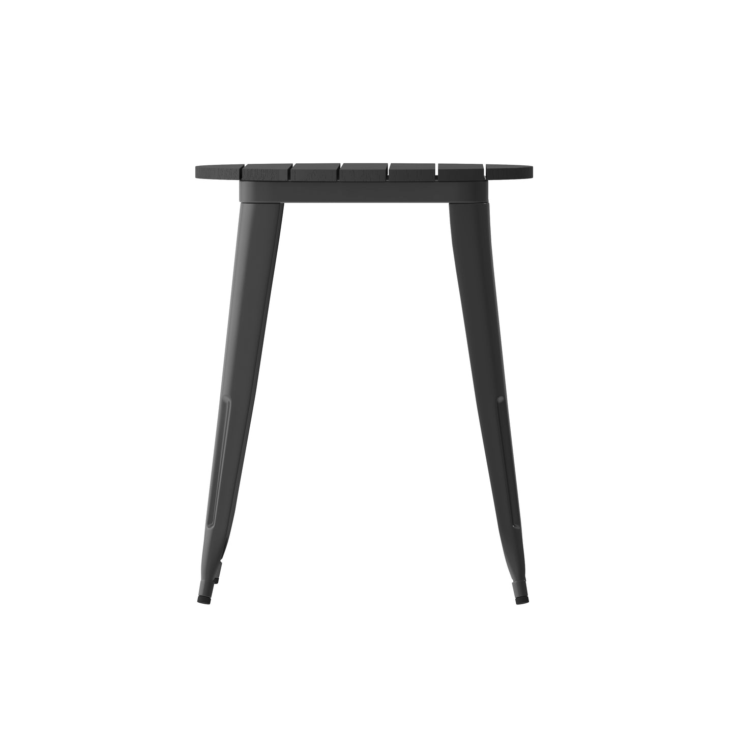 Declan Commercial Grade Indoor/Outdoor Dining Table, 23.75" Round All Weather Black Poly Resin Top with Black Steel Base Black Top/Black Frame