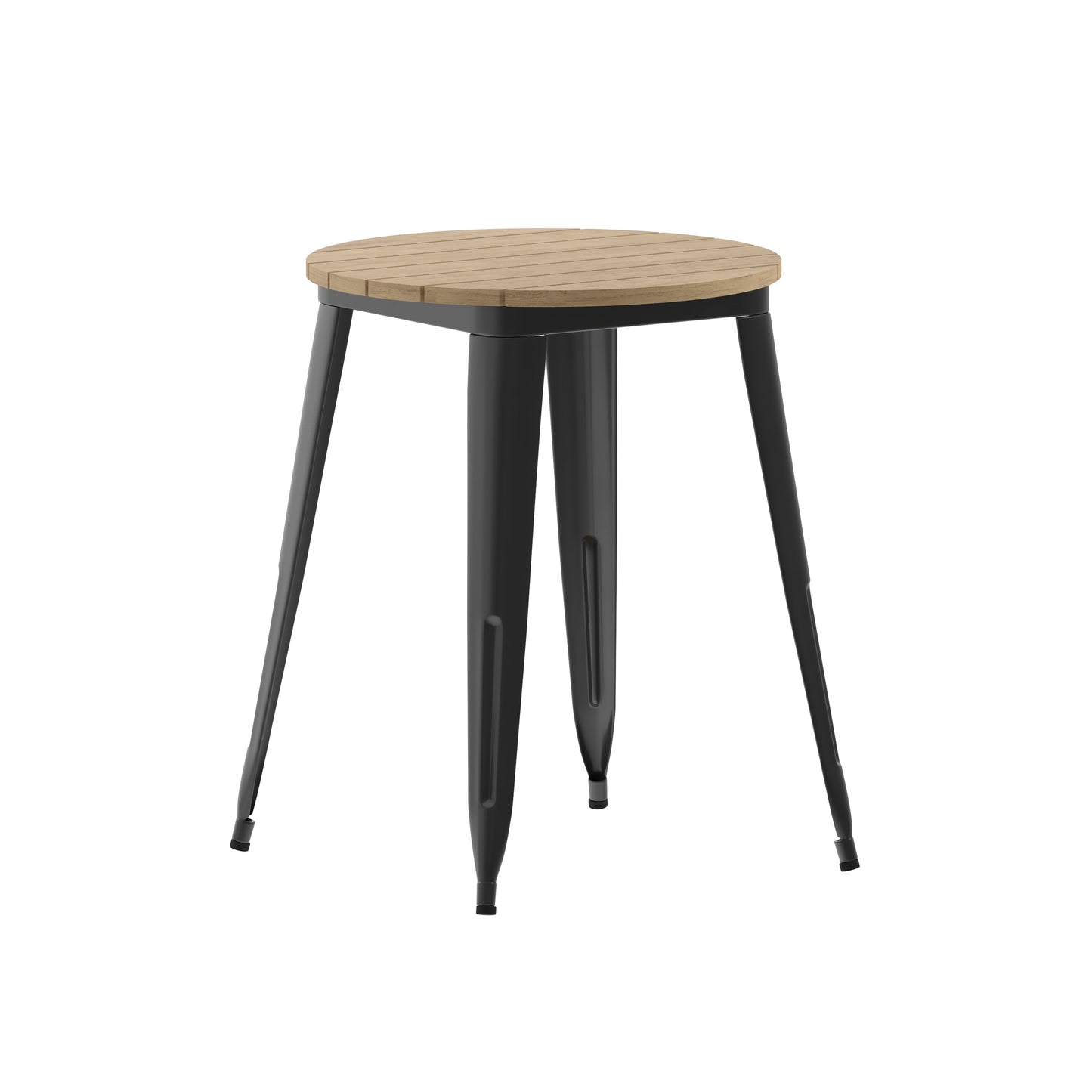 Declan Commercial Grade Indoor/Outdoor Dining Table, 23.75" Round All Weather Brown Poly Resin Top with Black Steel Base Brown Top/Black Frame