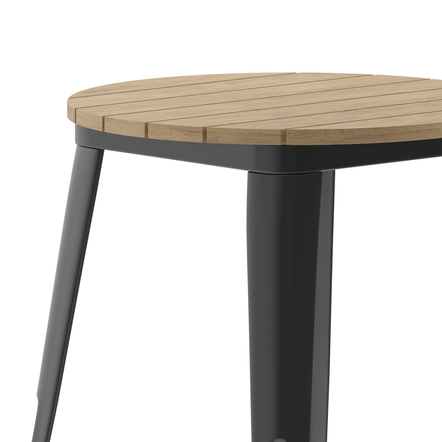 Declan Commercial Grade Indoor/Outdoor Dining Table, 23.75" Round All Weather Brown Poly Resin Top with Black Steel Base Brown Top/Black Frame
