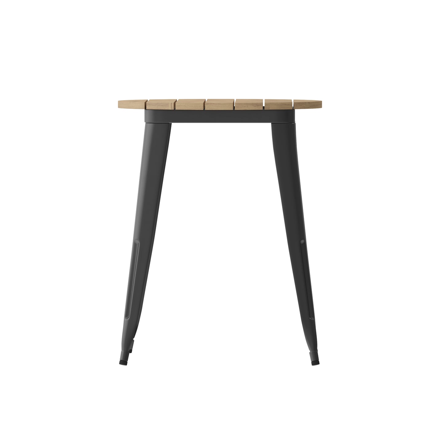 Declan Commercial Grade Indoor/Outdoor Dining Table, 23.75" Round All Weather Brown Poly Resin Top with Black Steel Base Brown Top/Black Frame