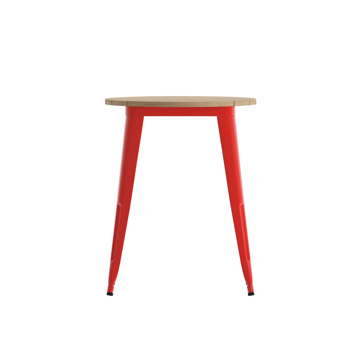 Declan Commercial Grade Indoor/Outdoor Dining Table, 23.75" Round All Weather Brown Poly Resin Top with Red Steel Base Brown Top/Red Frame