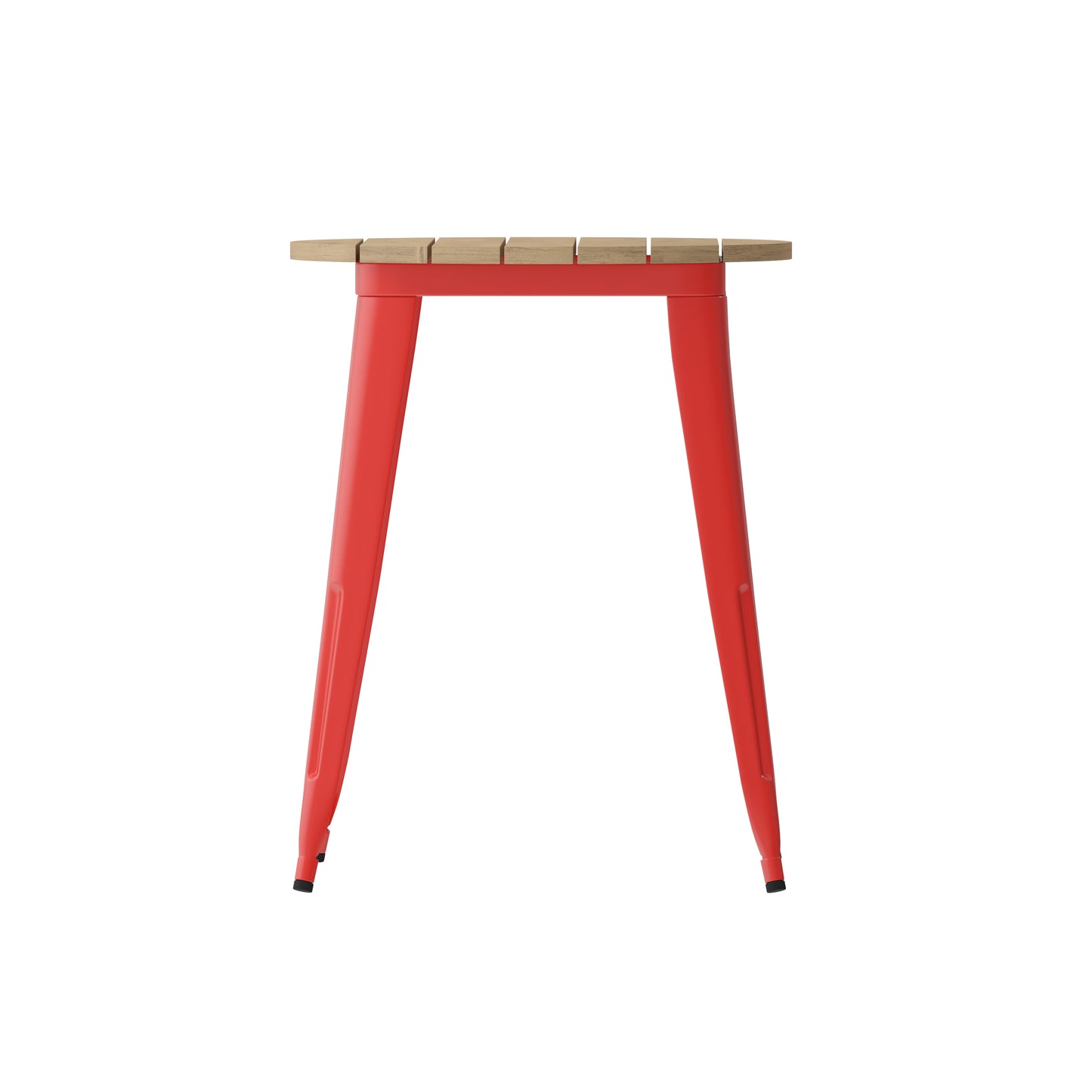 Declan Commercial Grade Indoor/Outdoor Dining Table, 23.75" Round All Weather Brown Poly Resin Top with Red Steel Base Brown Top/Red Frame