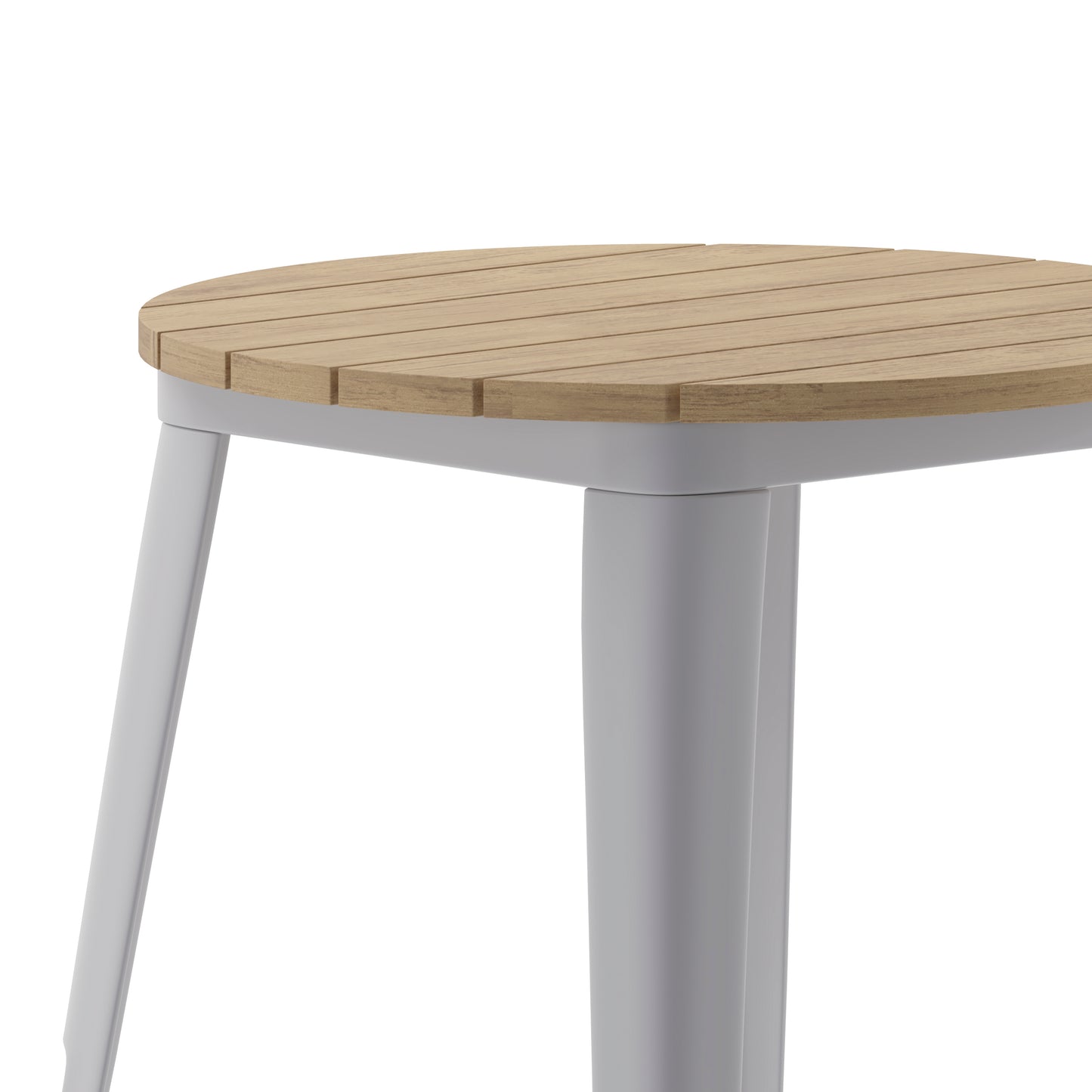 Declan Commercial Grade Indoor/Outdoor Dining Table, 23.75" Round All Weather Brown Poly Resin Top with Silver Steel Base Brown Top/Silver Frame