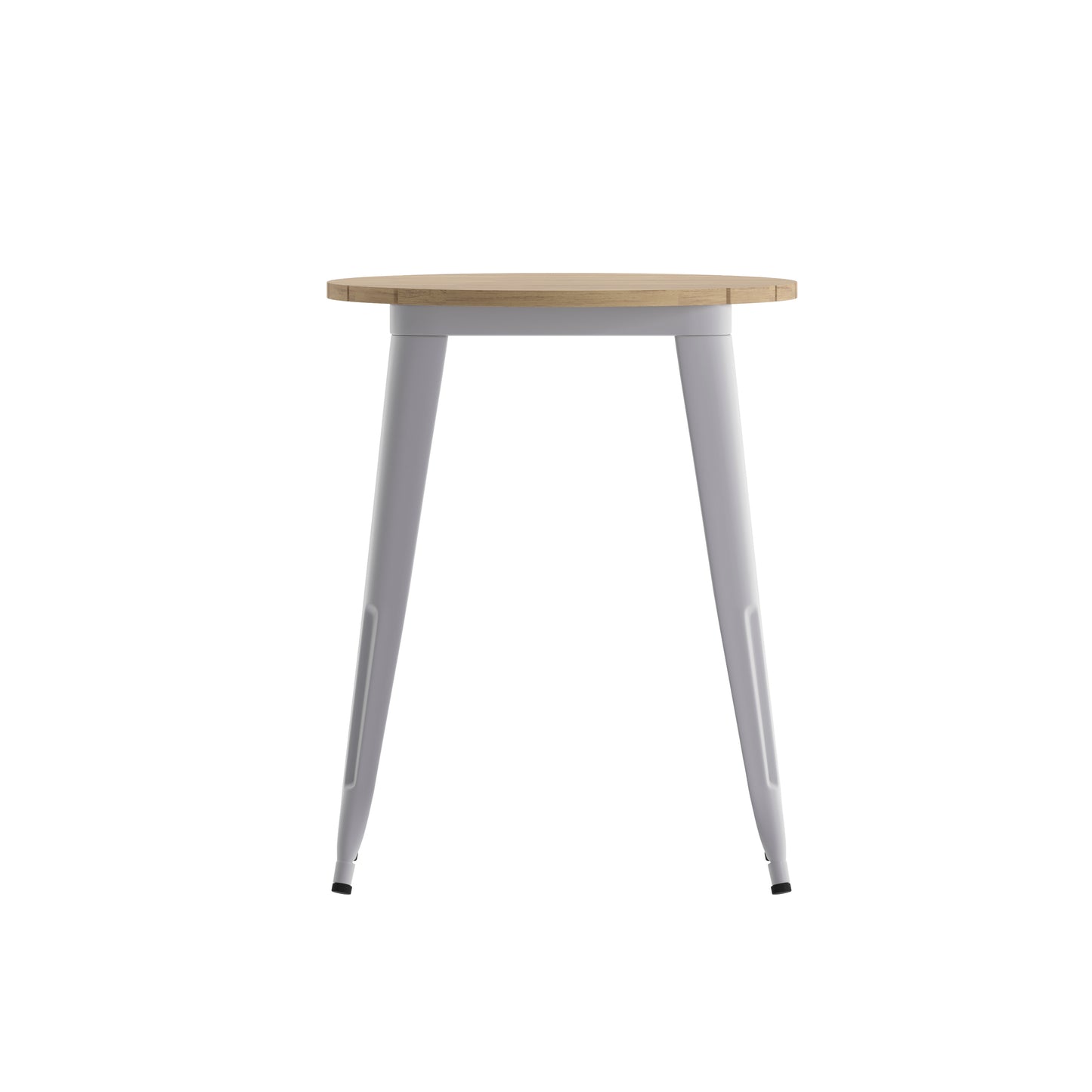 Declan Commercial Grade Indoor/Outdoor Dining Table, 23.75" Round All Weather Brown Poly Resin Top with Silver Steel Base Brown Top/Silver Frame
