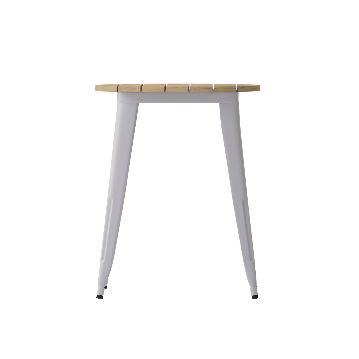 Declan Commercial Grade Indoor/Outdoor Dining Table, 23.75" Round All Weather Brown Poly Resin Top with Silver Steel Base Brown Top/Silver Frame
