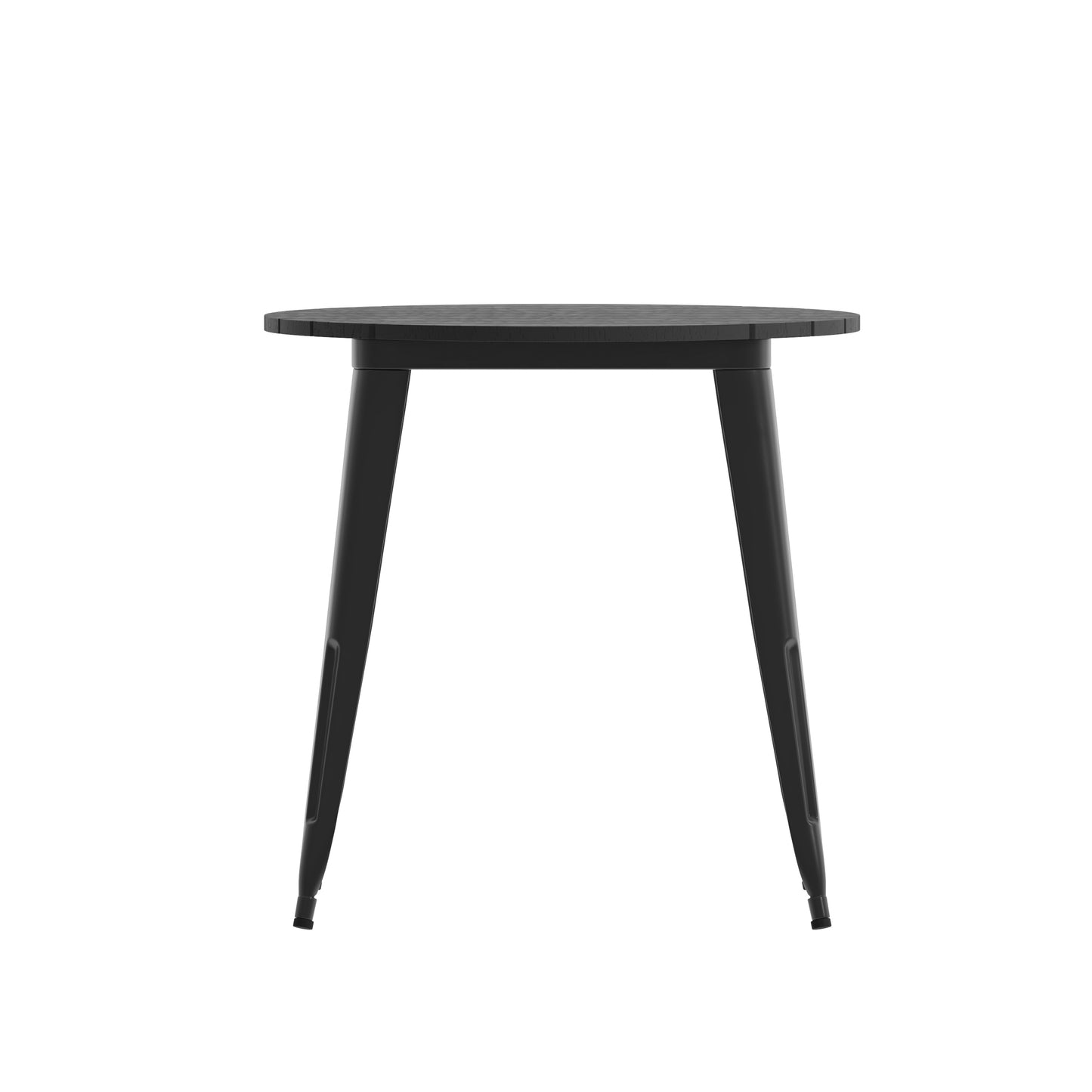 Declan Commercial Grade Indoor/Outdoor Dining Table, 30" Round All Weather Black Poly Resin Top with Black Steel Base Black Top/Black Frame