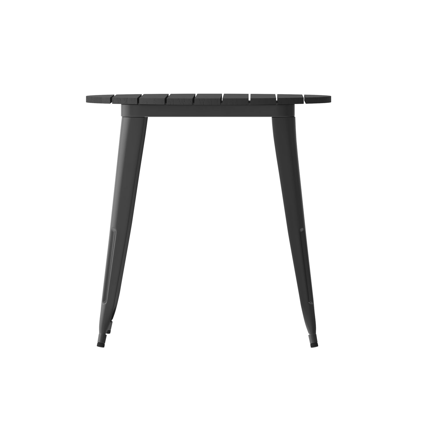 Declan Commercial Grade Indoor/Outdoor Dining Table, 30" Round All Weather Black Poly Resin Top with Black Steel Base Black Top/Black Frame