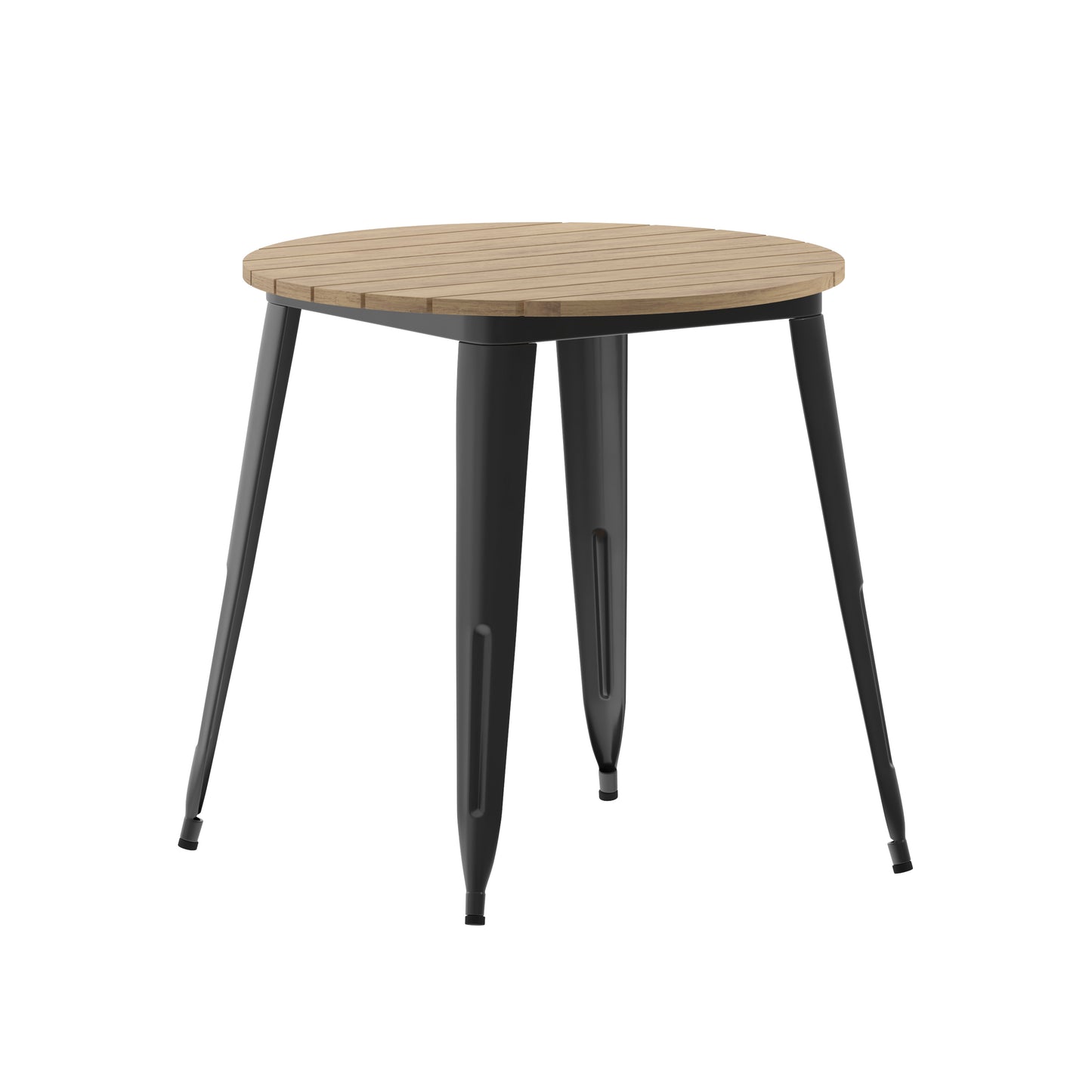 Declan Commercial Grade Indoor/Outdoor Dining Table, 30" Round All Weather Brown Poly Resin Top with Black Steel Base Brown Top/Black Frame