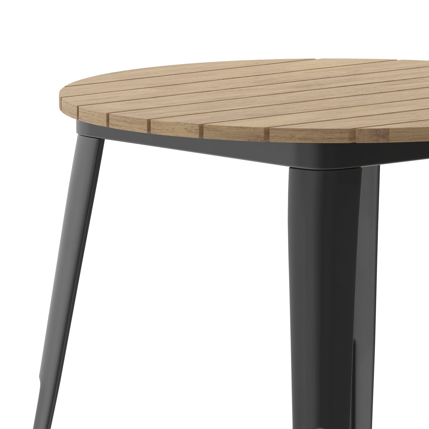 Declan Commercial Grade Indoor/Outdoor Dining Table, 30" Round All Weather Brown Poly Resin Top with Black Steel Base Brown Top/Black Frame