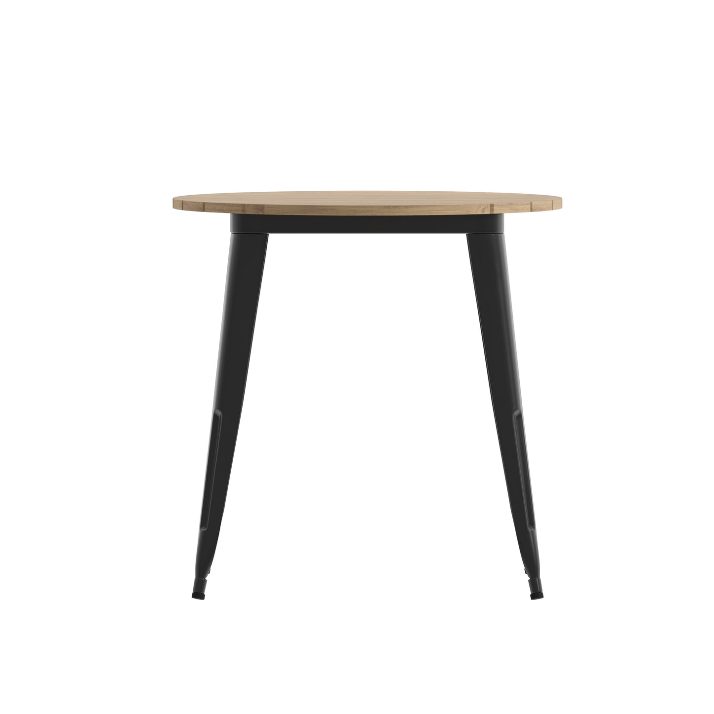 Declan Commercial Grade Indoor/Outdoor Dining Table, 30" Round All Weather Brown Poly Resin Top with Black Steel Base Brown Top/Black Frame