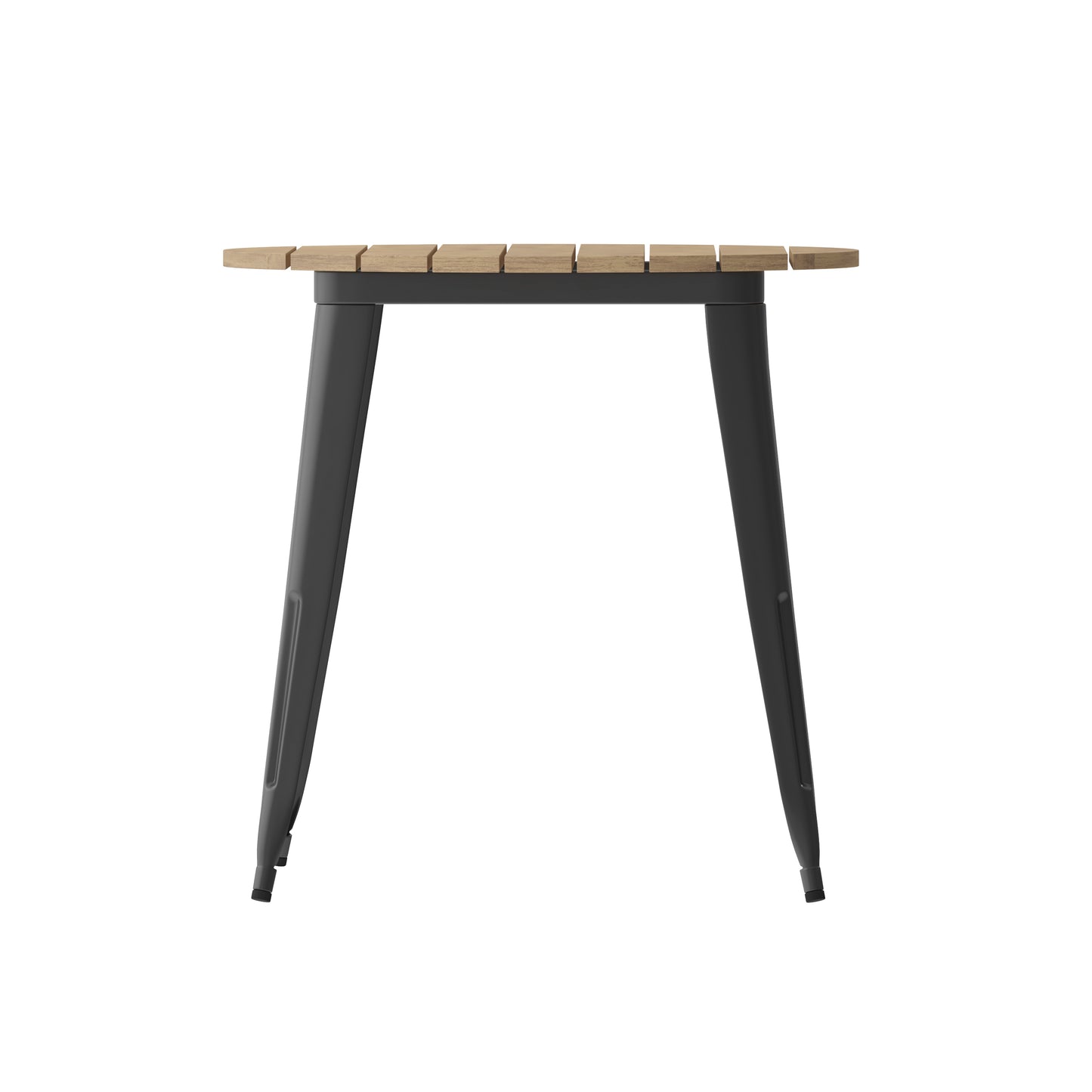 Declan Commercial Grade Indoor/Outdoor Dining Table, 30" Round All Weather Brown Poly Resin Top with Black Steel Base Brown Top/Black Frame