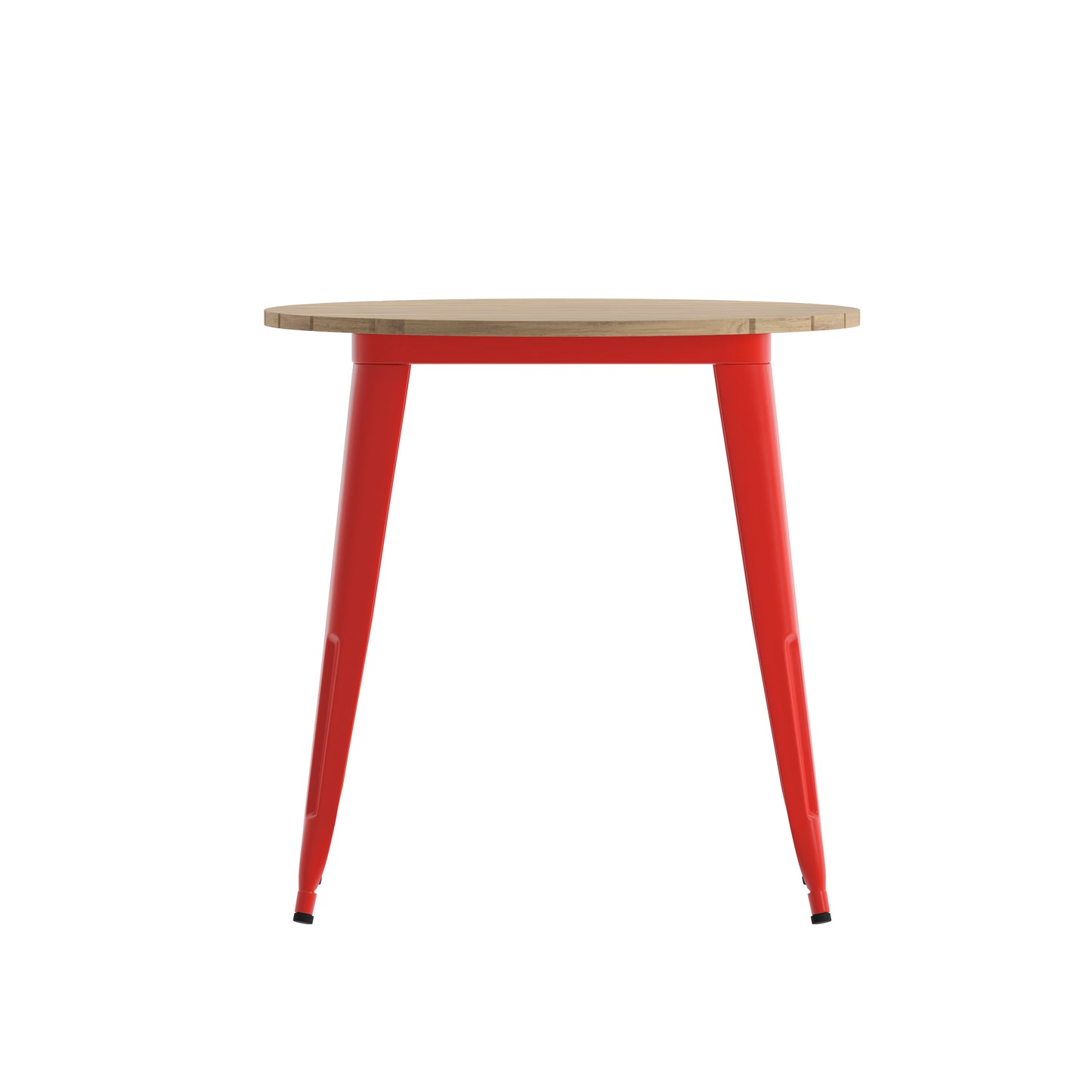 Declan Commercial Grade Indoor/Outdoor Dining Table, 30" Round All Weather Brown Poly Resin Top with Red Steel Base Brown Top/Red Frame