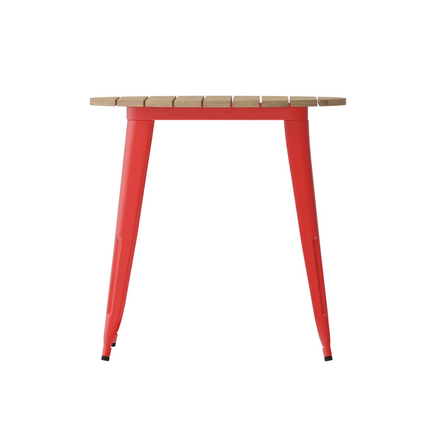 Declan Commercial Grade Indoor/Outdoor Dining Table, 30" Round All Weather Brown Poly Resin Top with Red Steel Base Brown Top/Red Frame