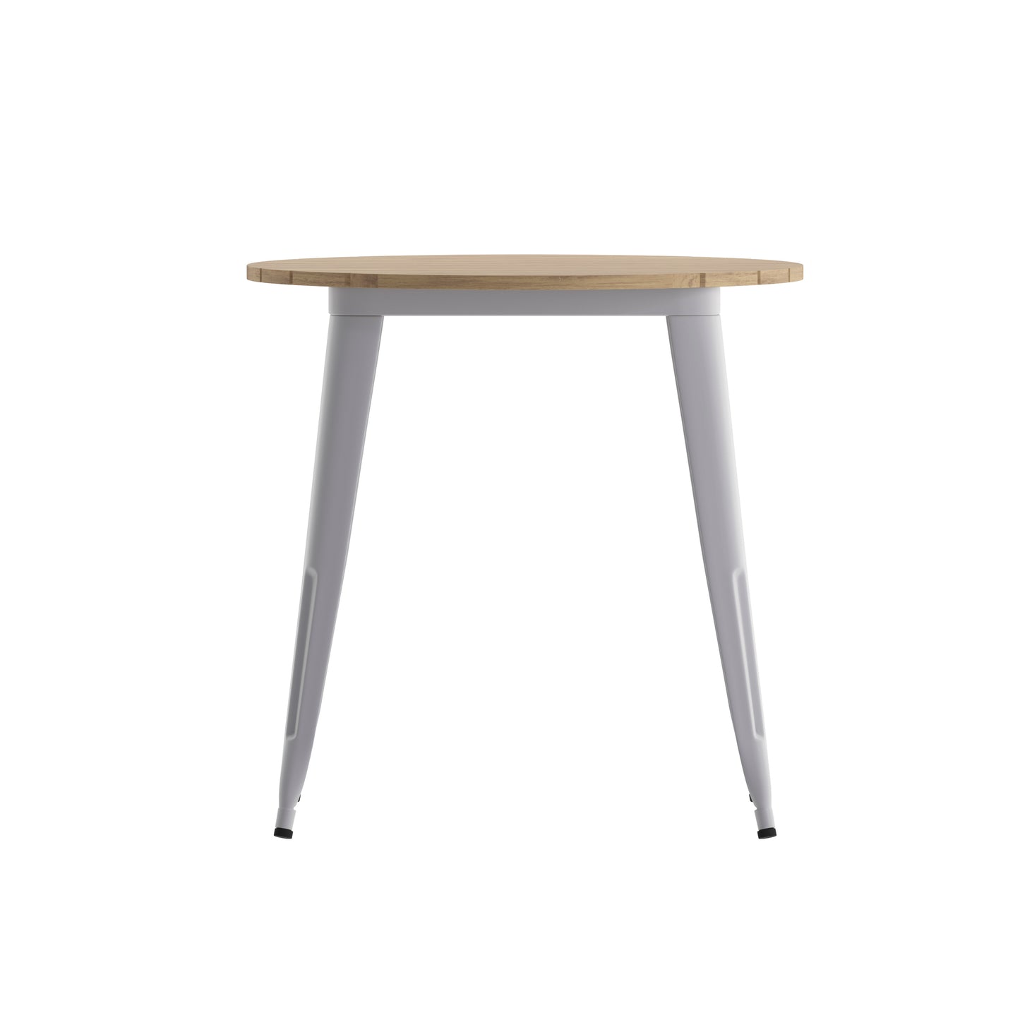 Declan Commercial Grade Indoor/Outdoor Dining Table, 30" Round All Weather Brown Poly Resin Top with Silver Steel Base Brown Top/Silver Frame