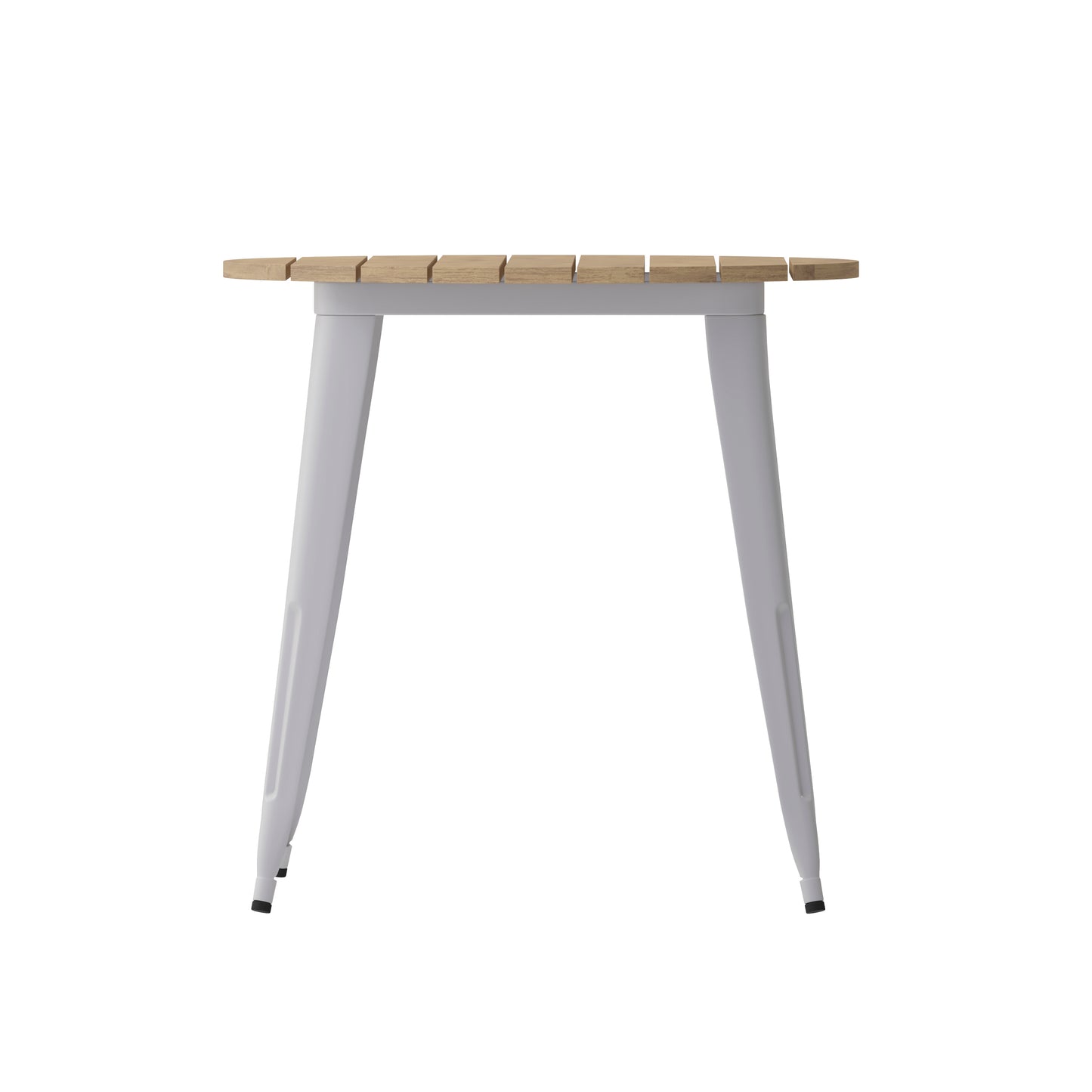 Declan Commercial Grade Indoor/Outdoor Dining Table, 30" Round All Weather Brown Poly Resin Top with Silver Steel Base Brown Top/Silver Frame