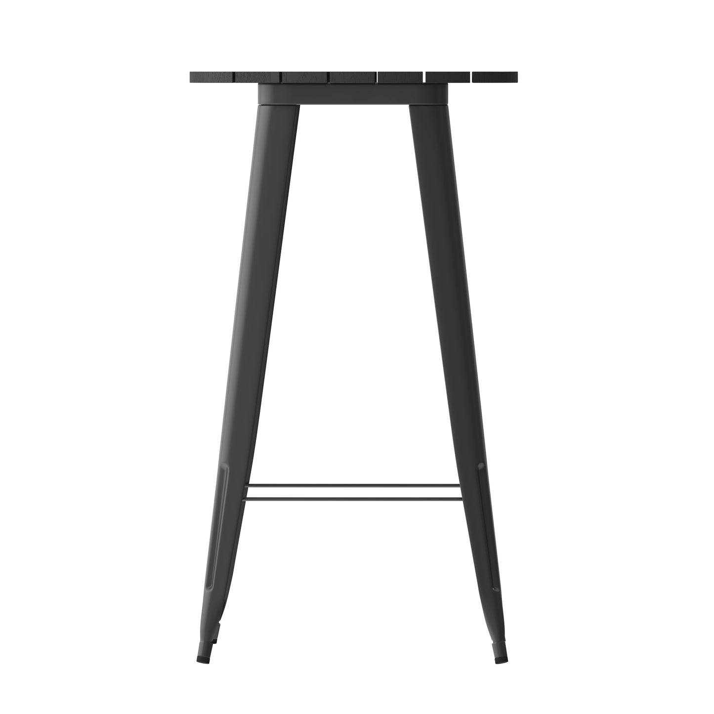 Declan Commercial Indoor/Outdoor Bar Top Table, 23.75" Round All Weather Black Poly Resin Top with Black Steel base Black Top/Black Frame