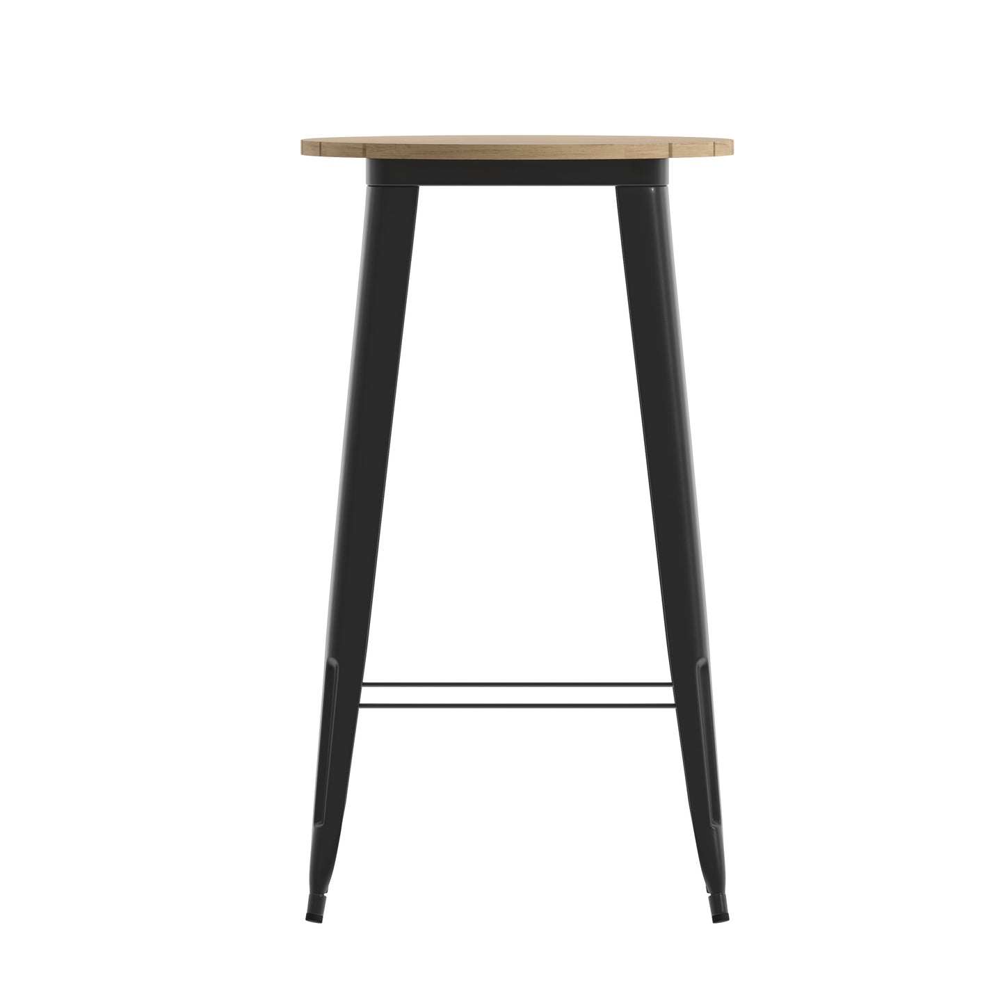 Declan Commercial Indoor/Outdoor Bar Top Table, 23.75" Round All Weather Brown Poly Resin Top with Black Steel base Brown Top/Black Frame