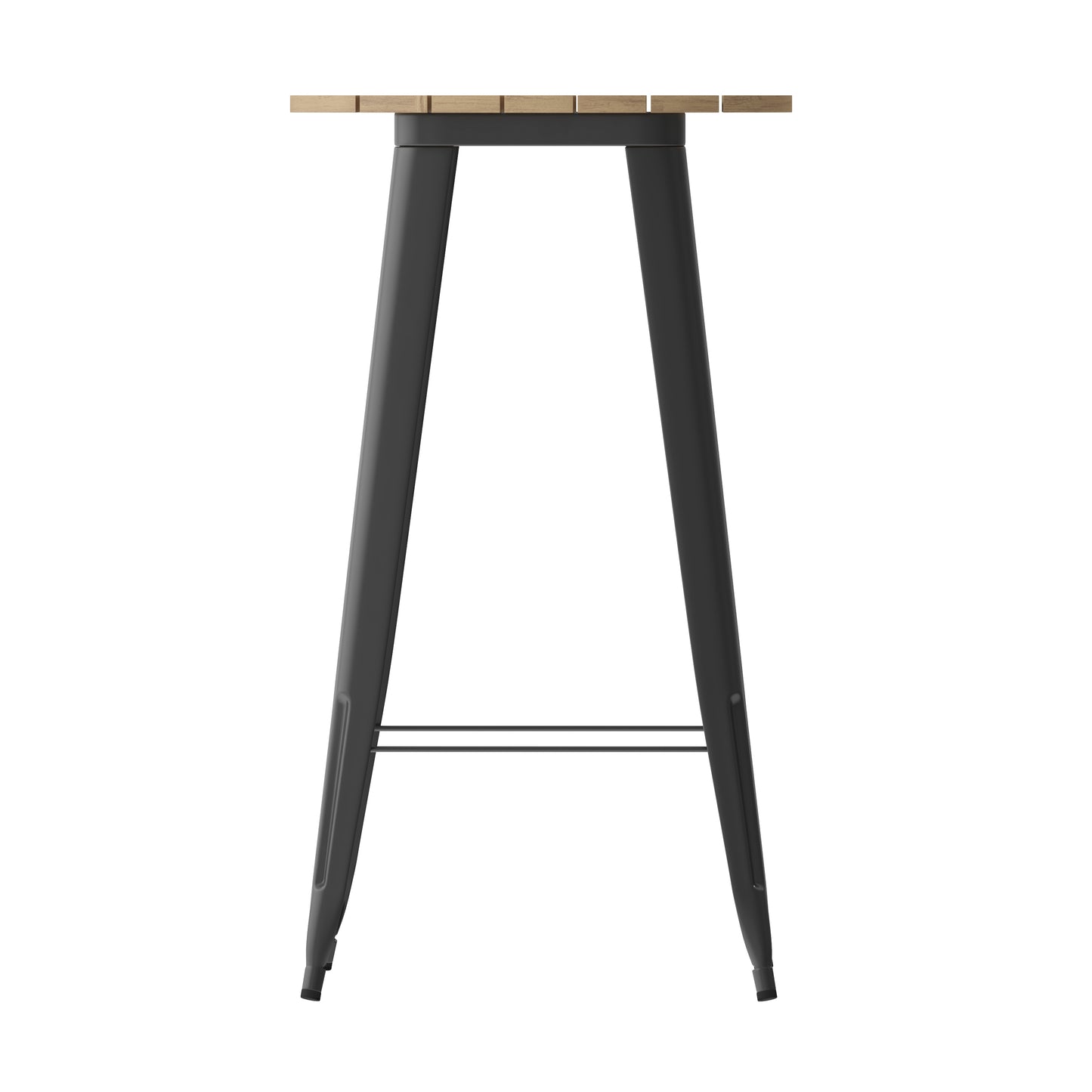 Declan Commercial Indoor/Outdoor Bar Top Table, 23.75" Round All Weather Brown Poly Resin Top with Black Steel base Brown Top/Black Frame