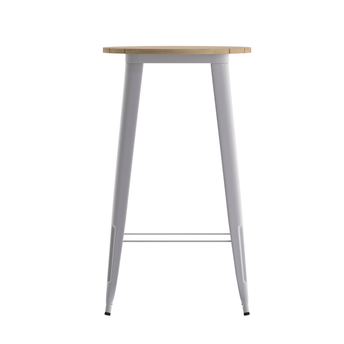 Declan Commercial Indoor/Outdoor Bar Top Table, 23.75" Round All Weather Brown Poly Resin Top with Silver Steel base Brown Top/Silver Frame