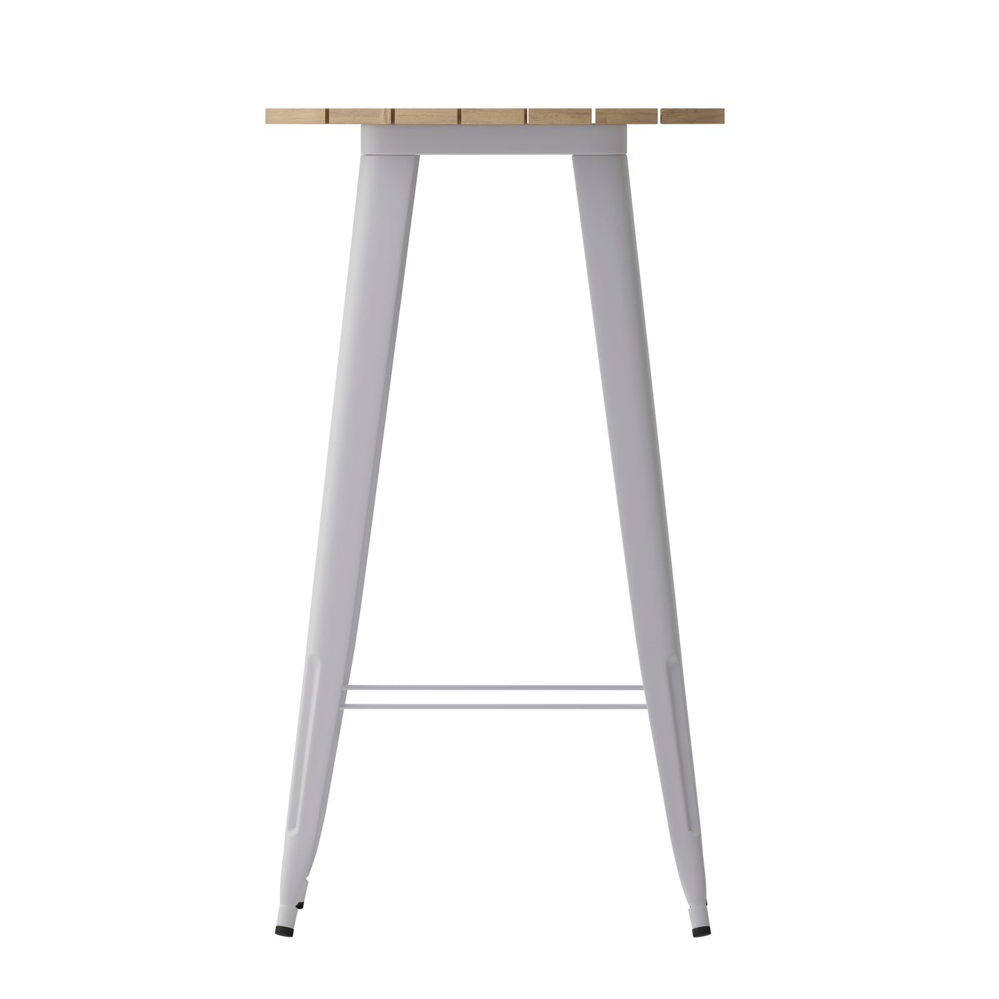 Declan Commercial Indoor/Outdoor Bar Top Table, 23.75" Round All Weather Brown Poly Resin Top with Silver Steel base Brown Top/Silver Frame