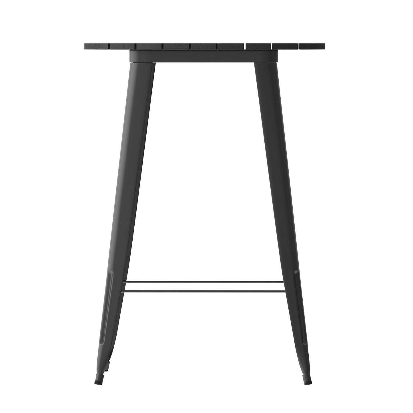 Declan Commercial Indoor/Outdoor Bar Top Table, 30" Round All Weather Black Poly Resin Top with Black Steel base Black Top/Black Frame