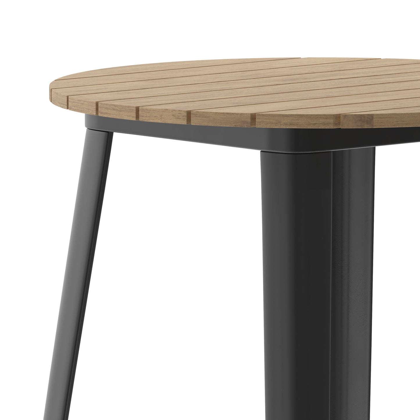 Declan Commercial Indoor/Outdoor Bar Top Table, 30" Round All Weather Brown Poly Resin Top with Black Steel base Brown Top/Black Frame